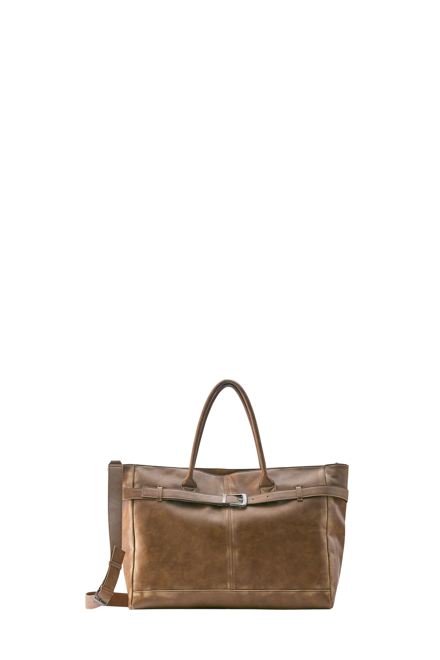 Distressed effect buckle tote bag — Brown