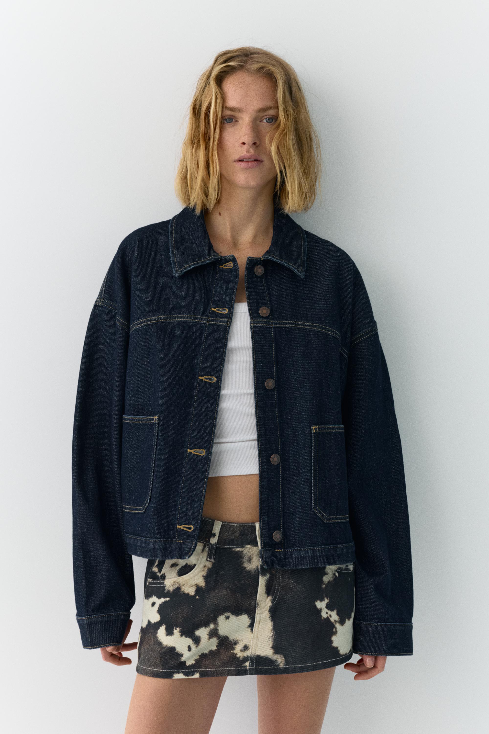 Boxy kesim denim ince ceket - Görsel 37