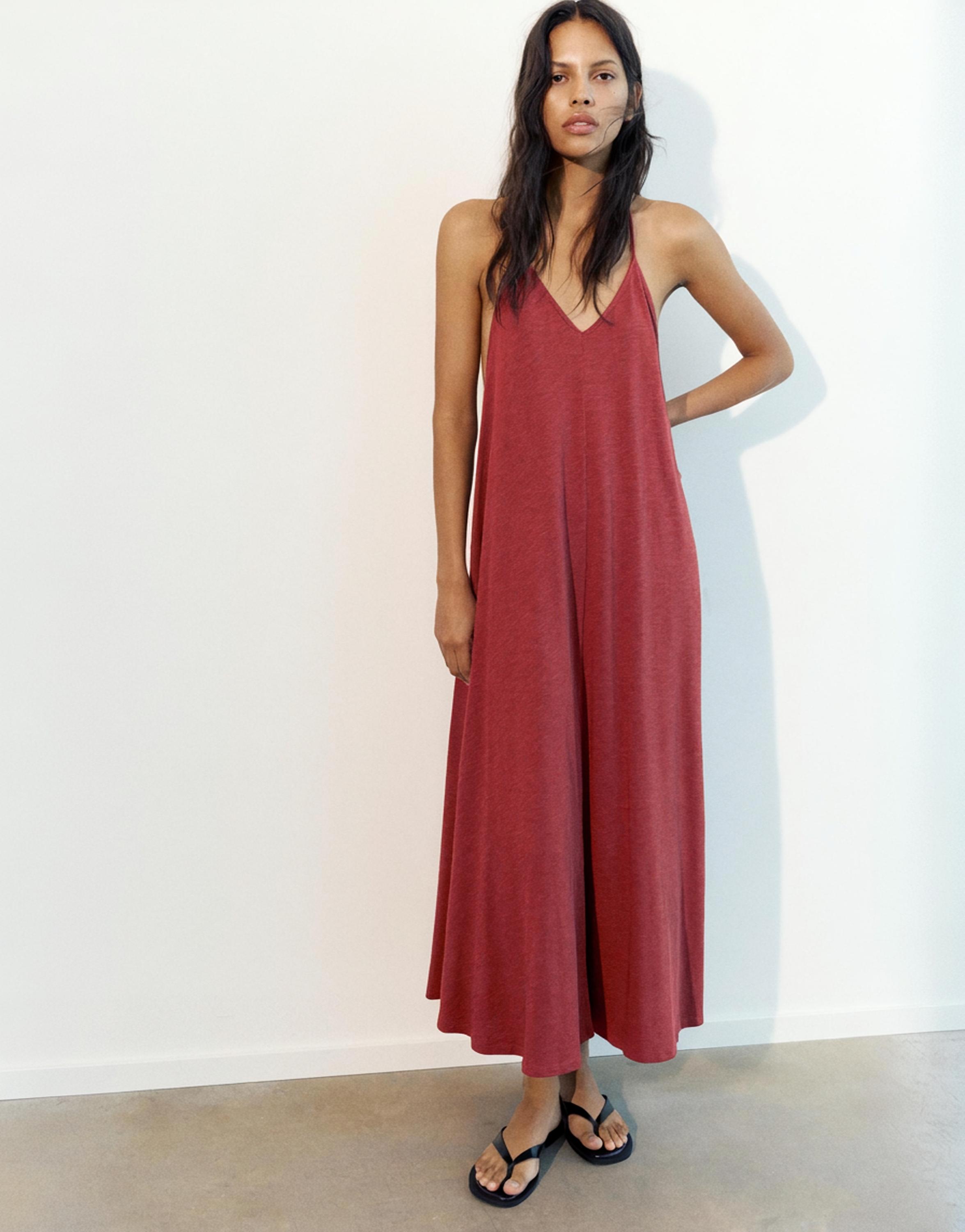 Strappy back midi dress — Russet
