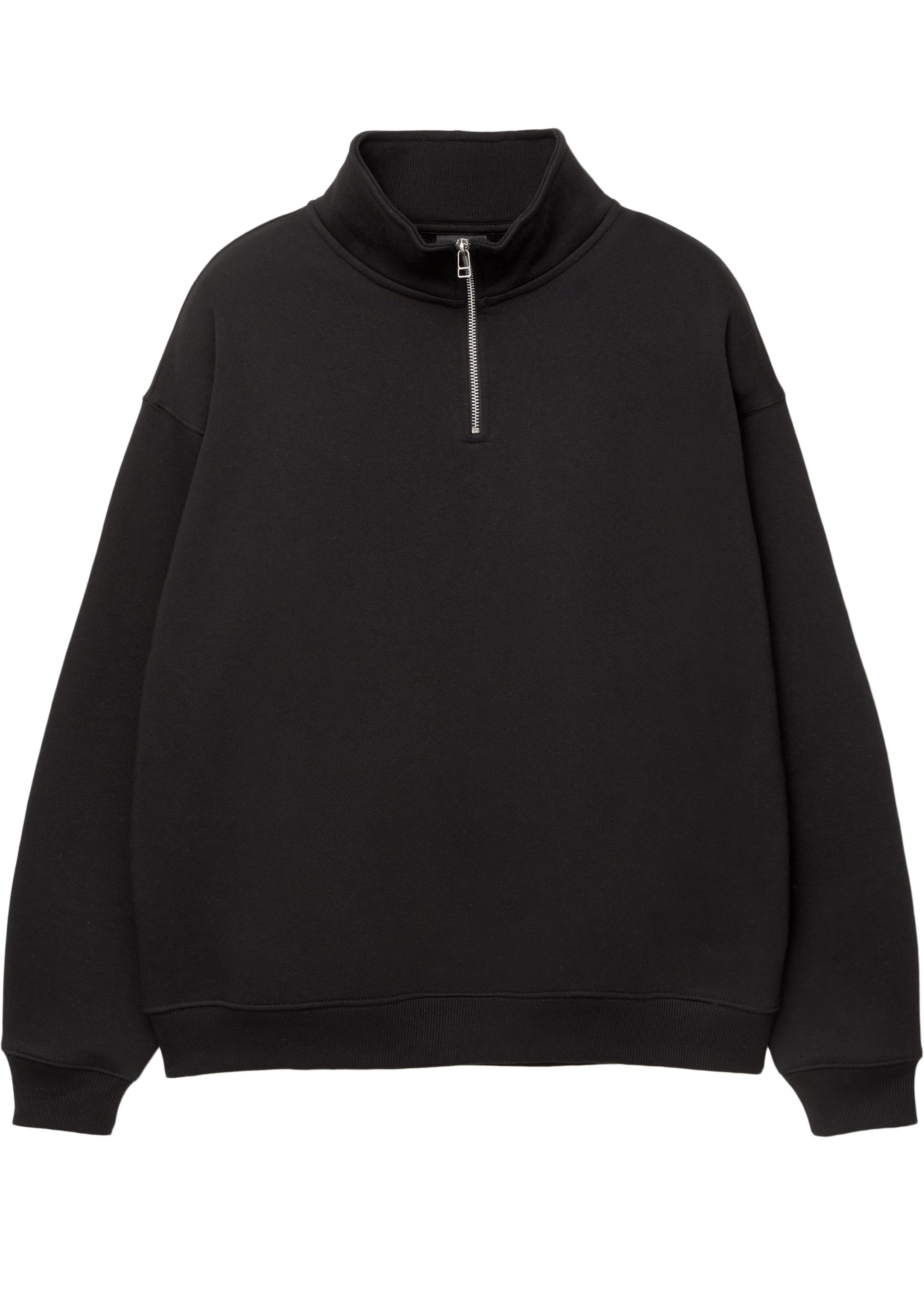 Basic quarter-zip sweatshirt — Black