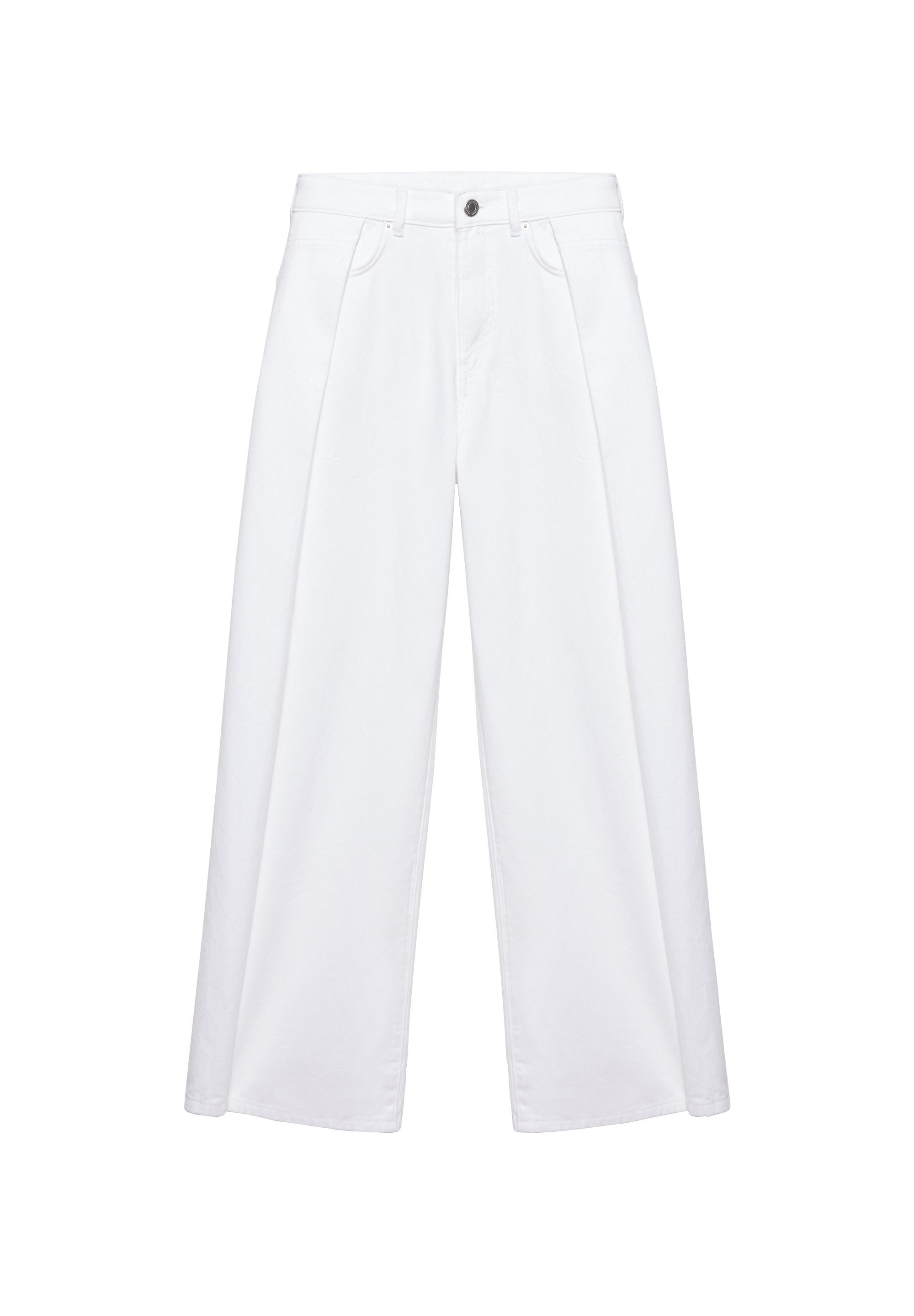 Pleated balloon fit baggy jeans — White