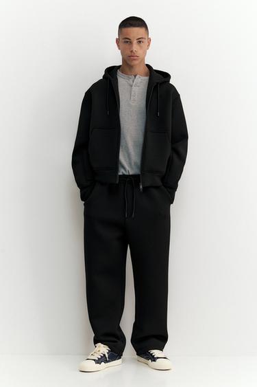 Neoprene-effect baggy trousers — Black 2