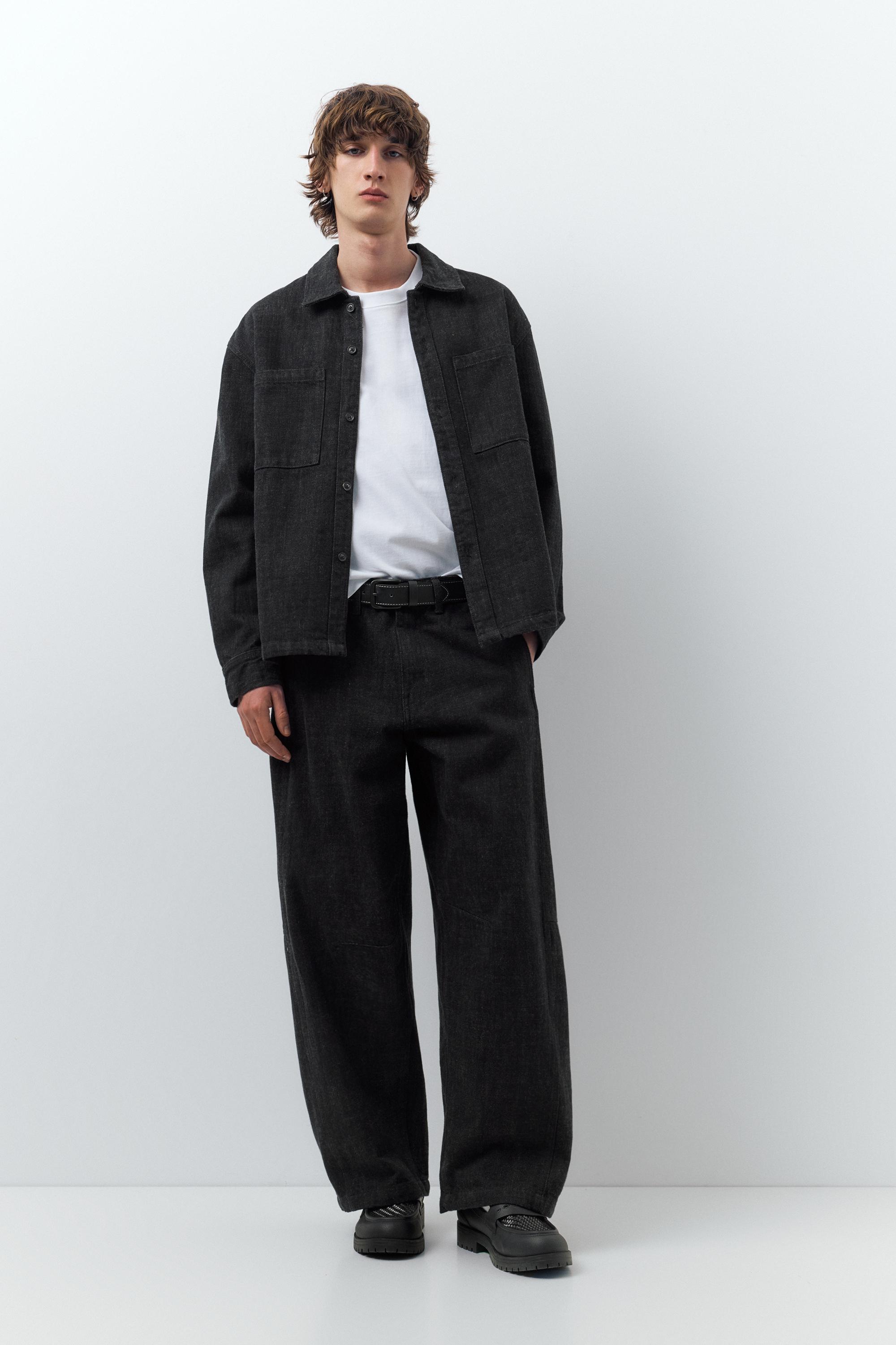 Pantaloni Dritti Con Cuciture