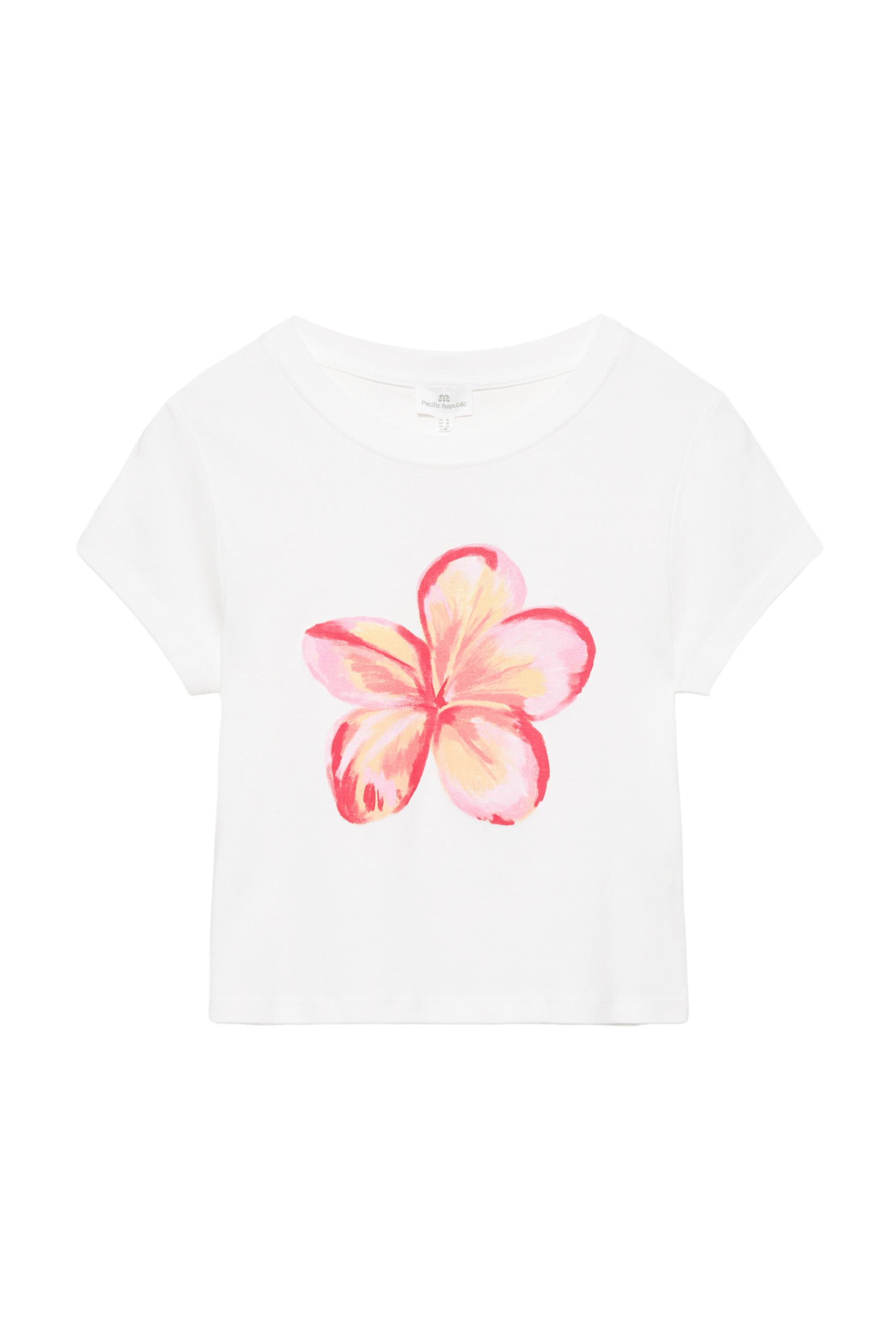 Çiçek grafik baskılı t-shirt - Görsel 3