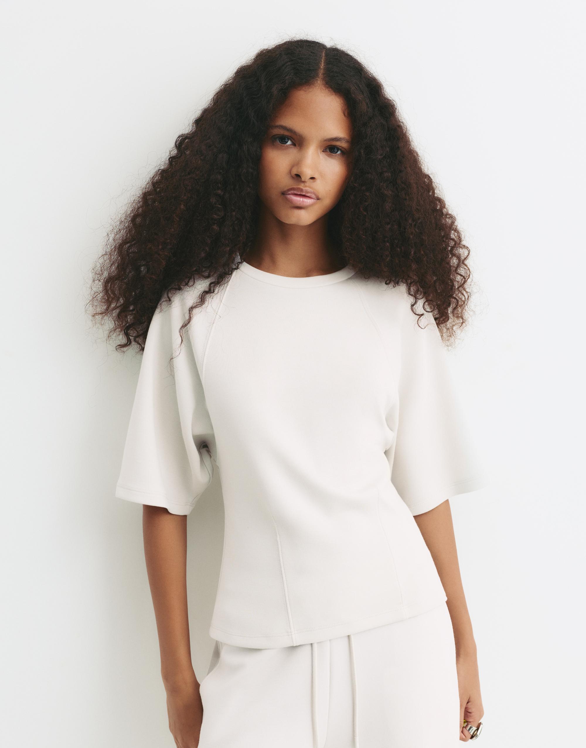 Soft touch short sleeve sweatshirt — Ecru