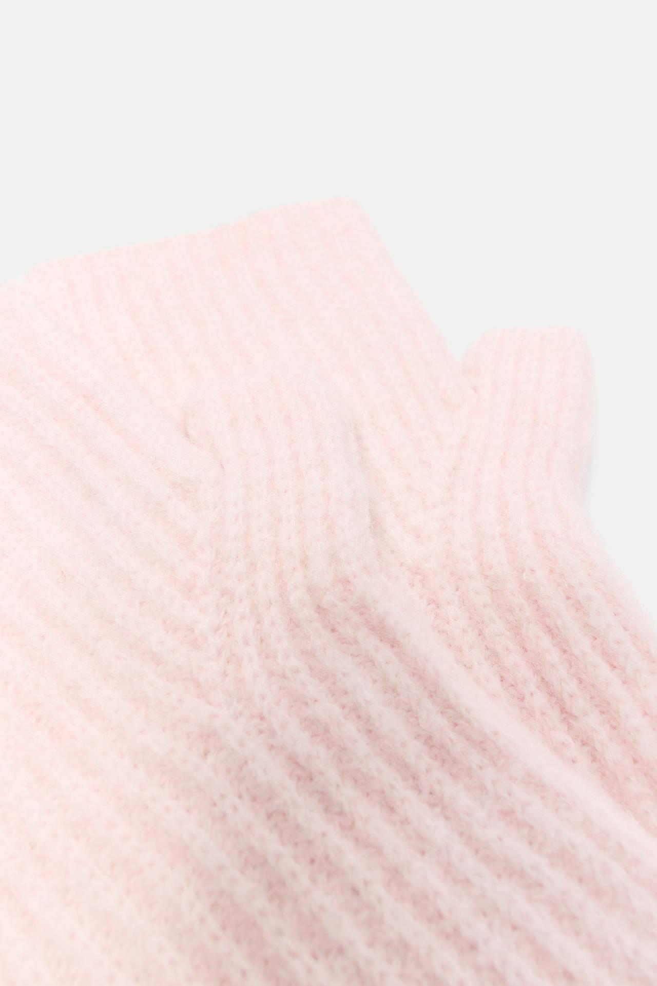 Ribbed knit mittens — Pink