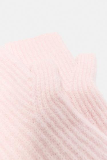 Ribbed knit mittens — Pink 3