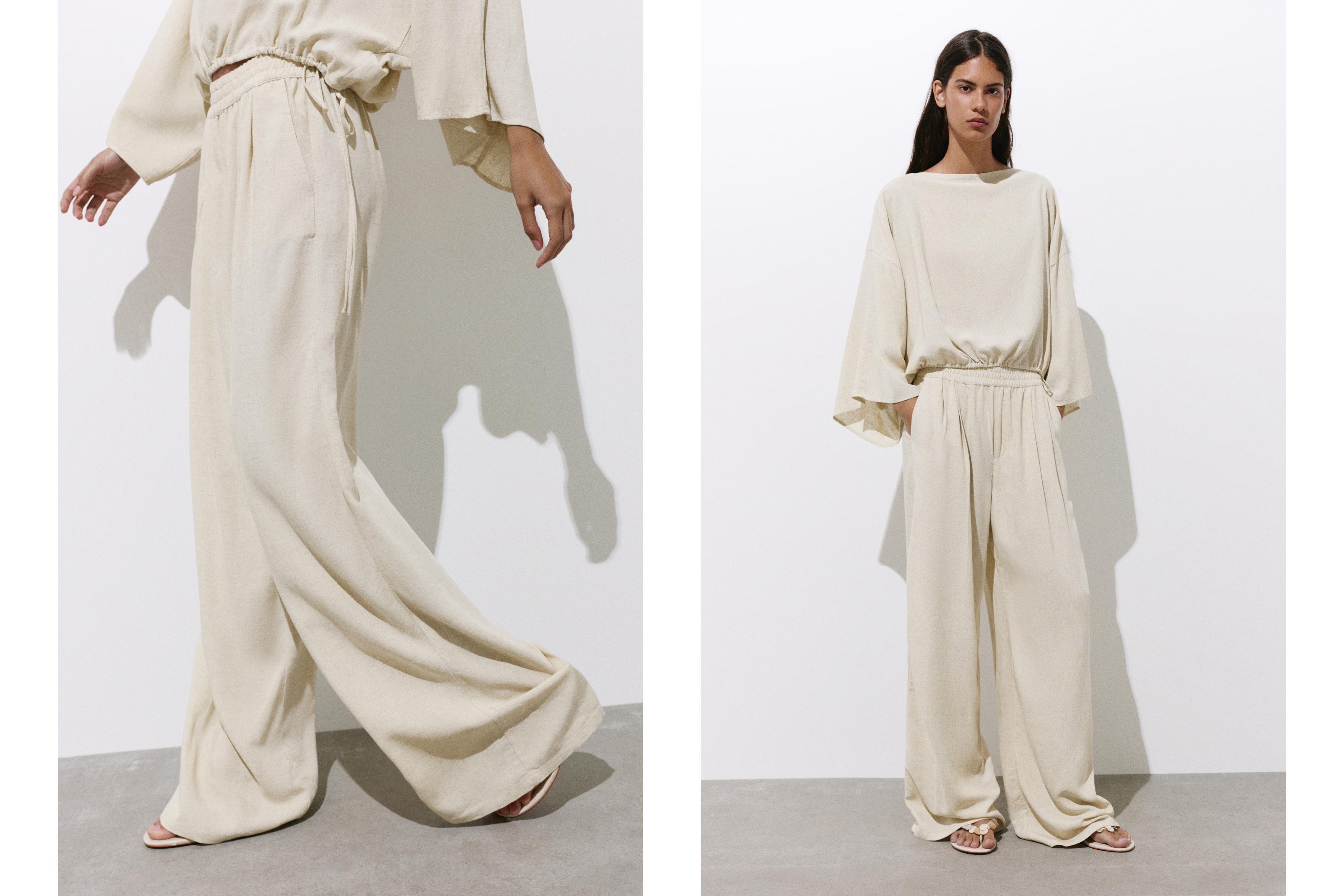 Flowing darted trousers — Sand