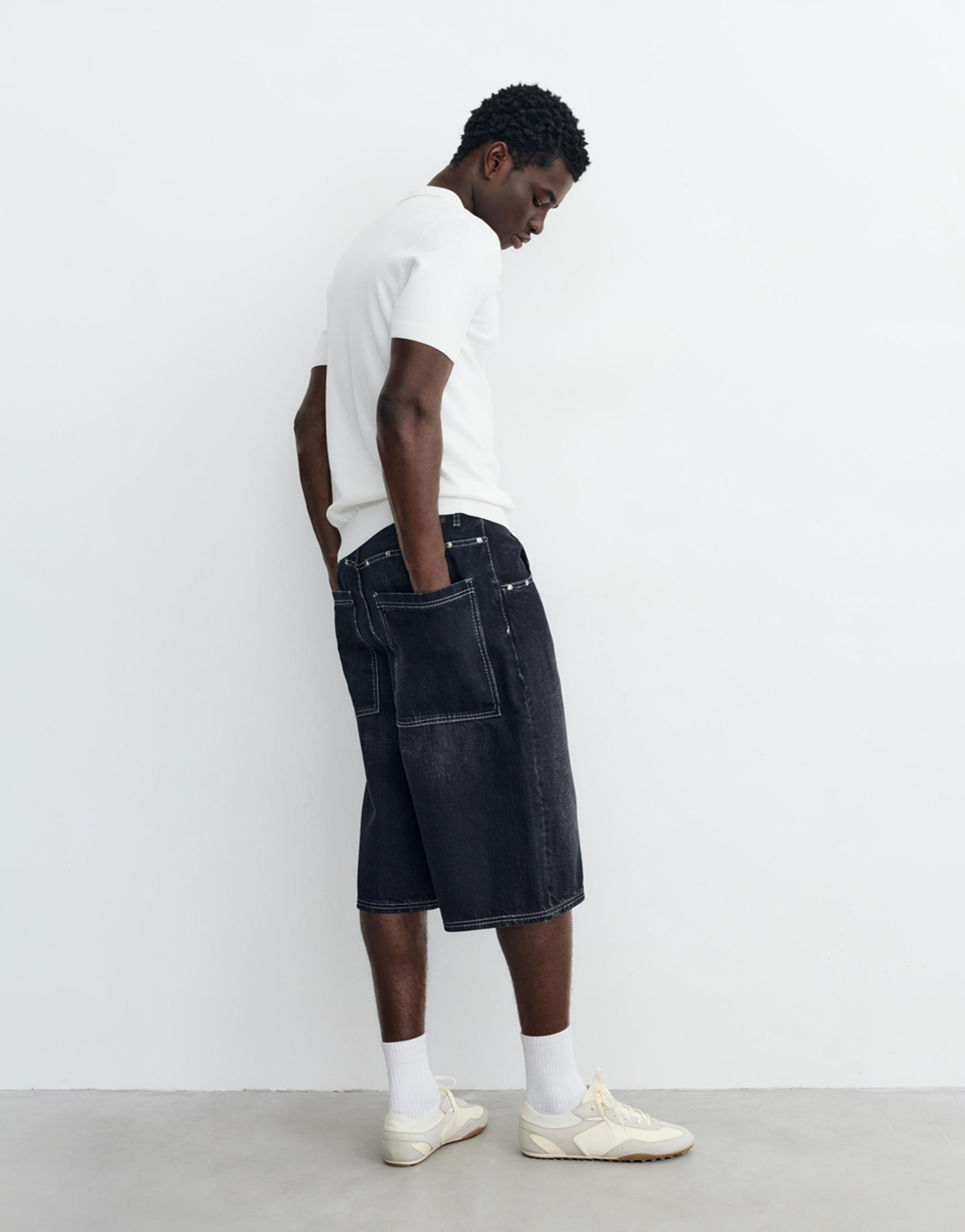 Short sleeve knit polo shirt — Off white