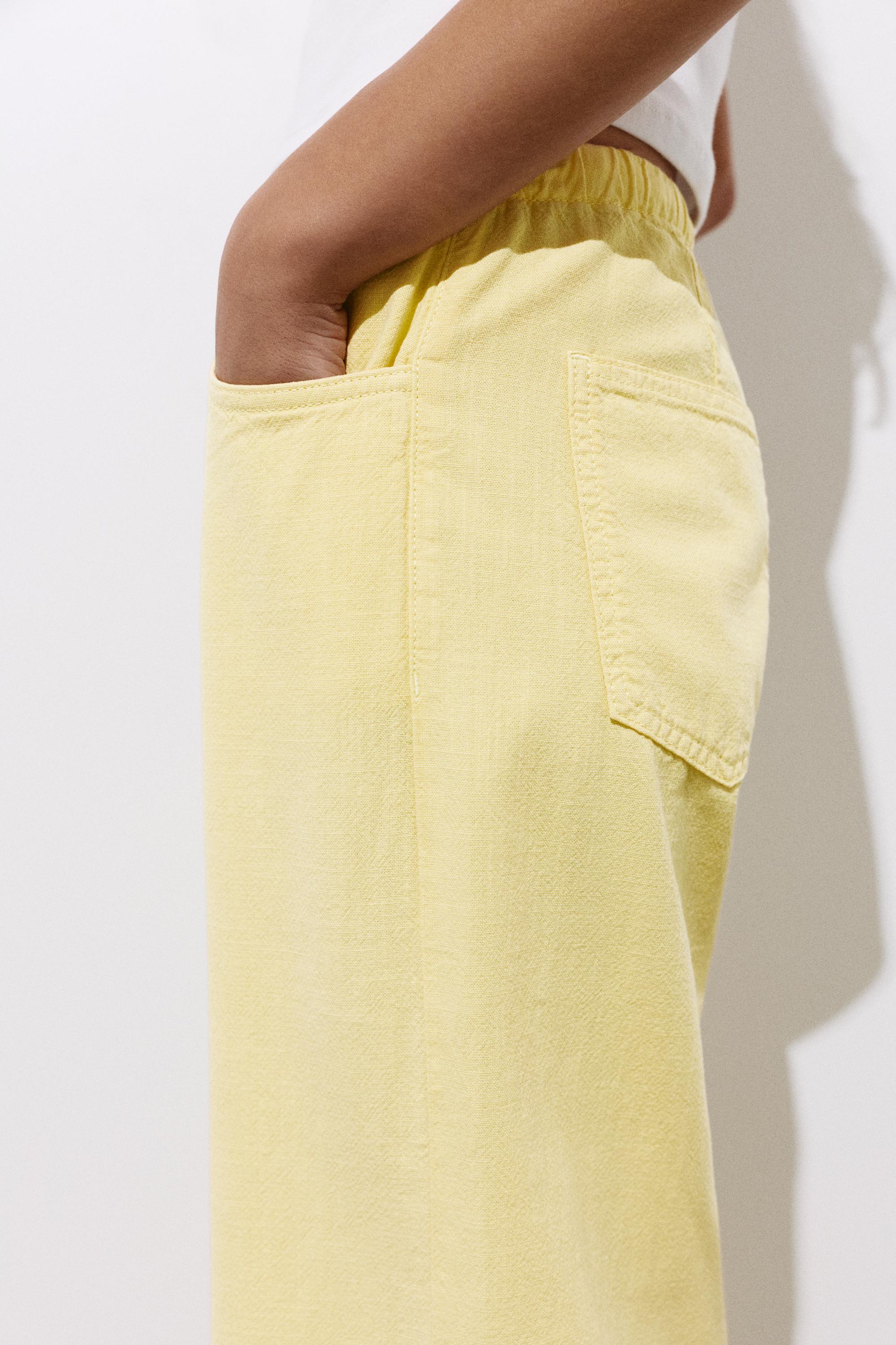 Yellow straight jeans with drawstring — Yellow
