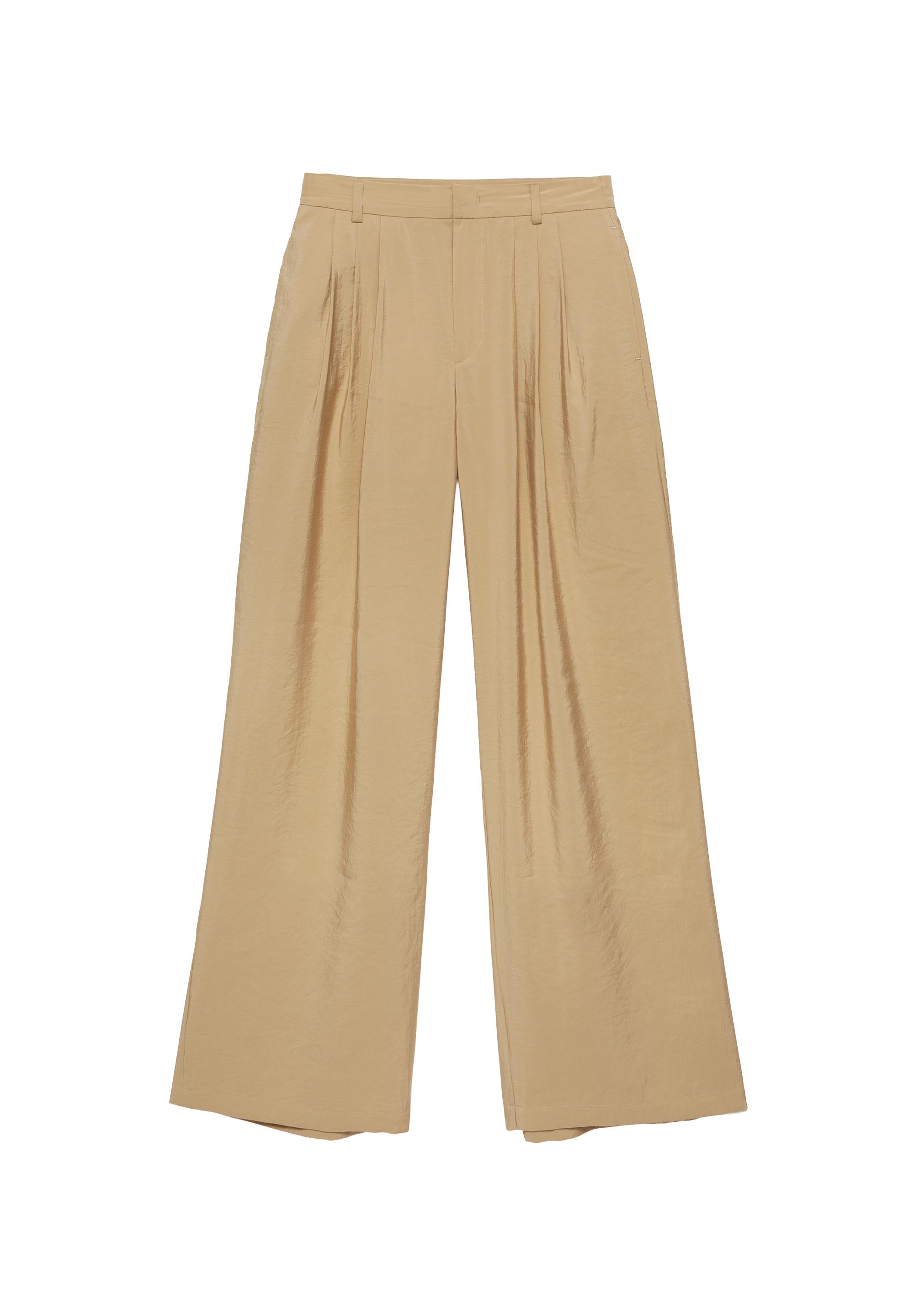 Wide-leg darted trousers — Light camel