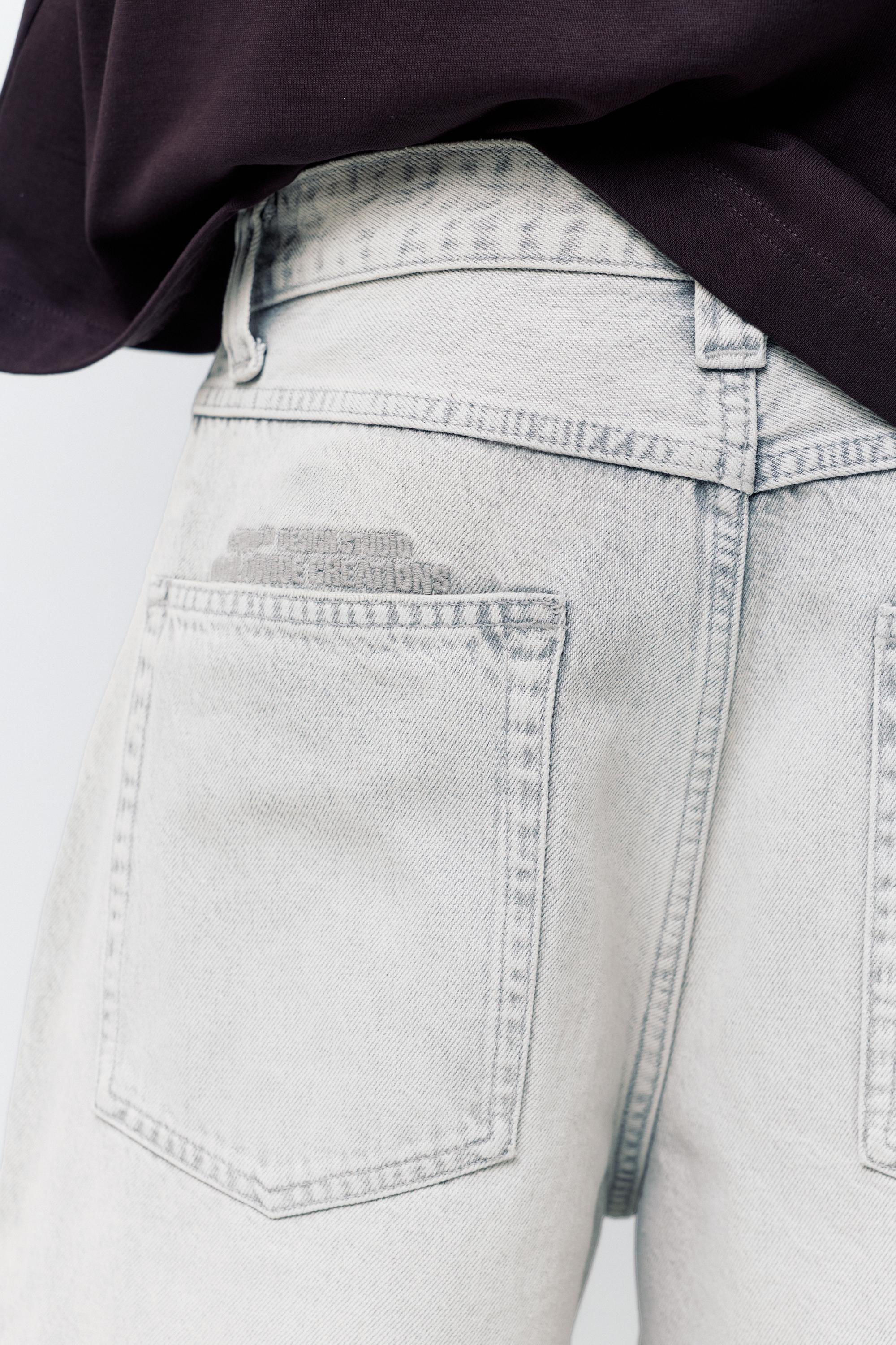 Skater denim Bermuda shorts — Pale grey