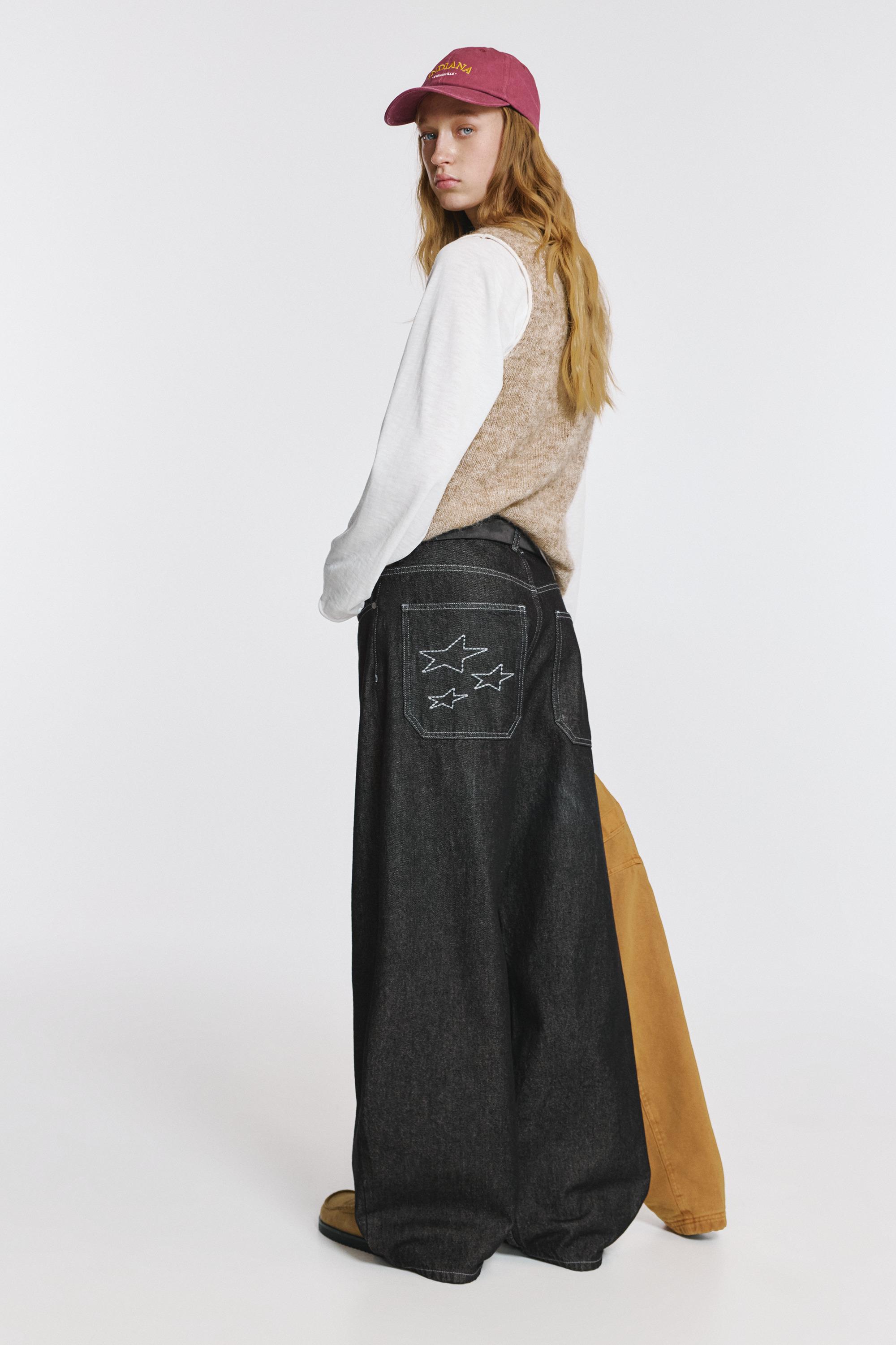 Yıldız desenli barrel jean - Görsel 19