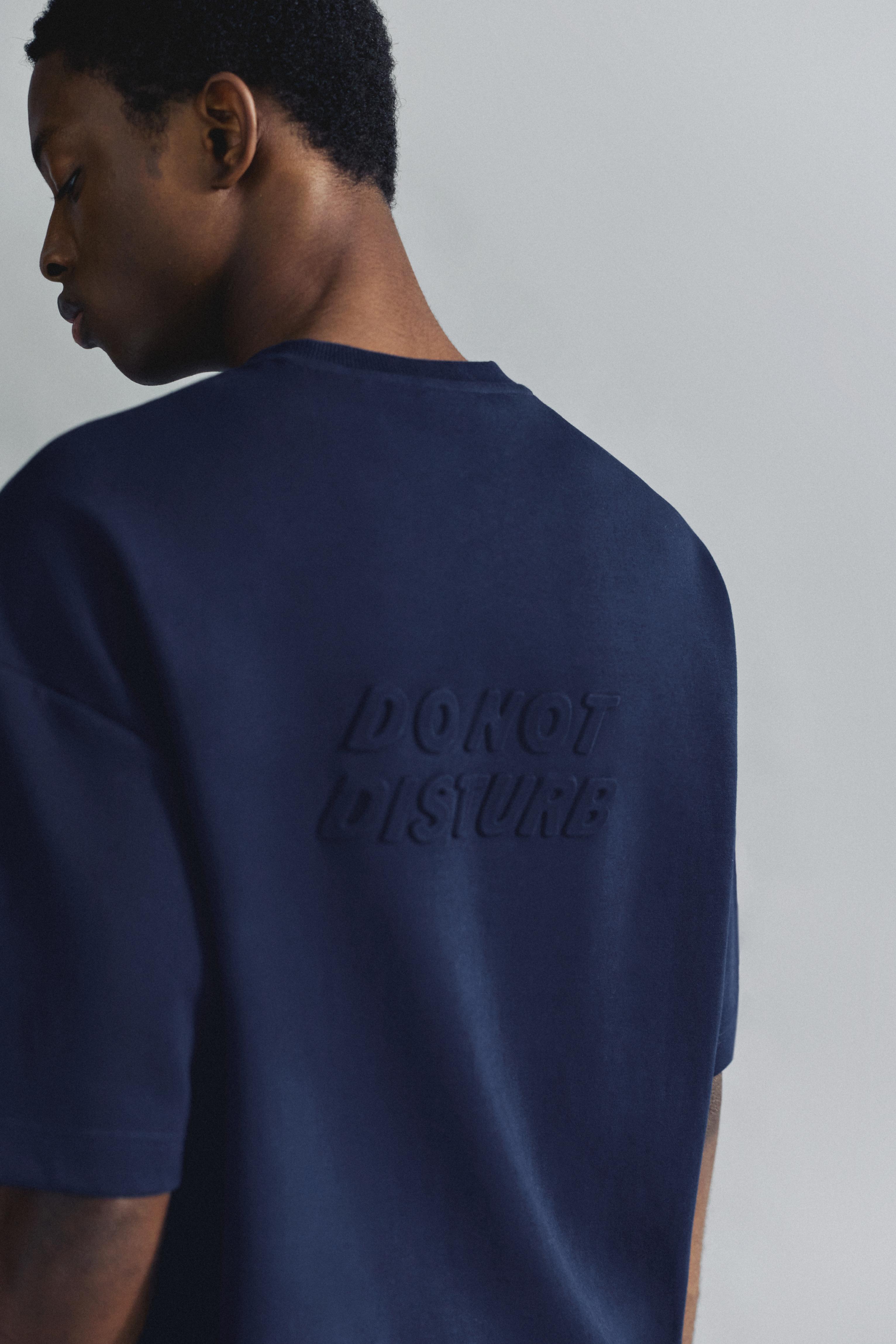 Short sleeve raised graphic sweatshirt — Navy