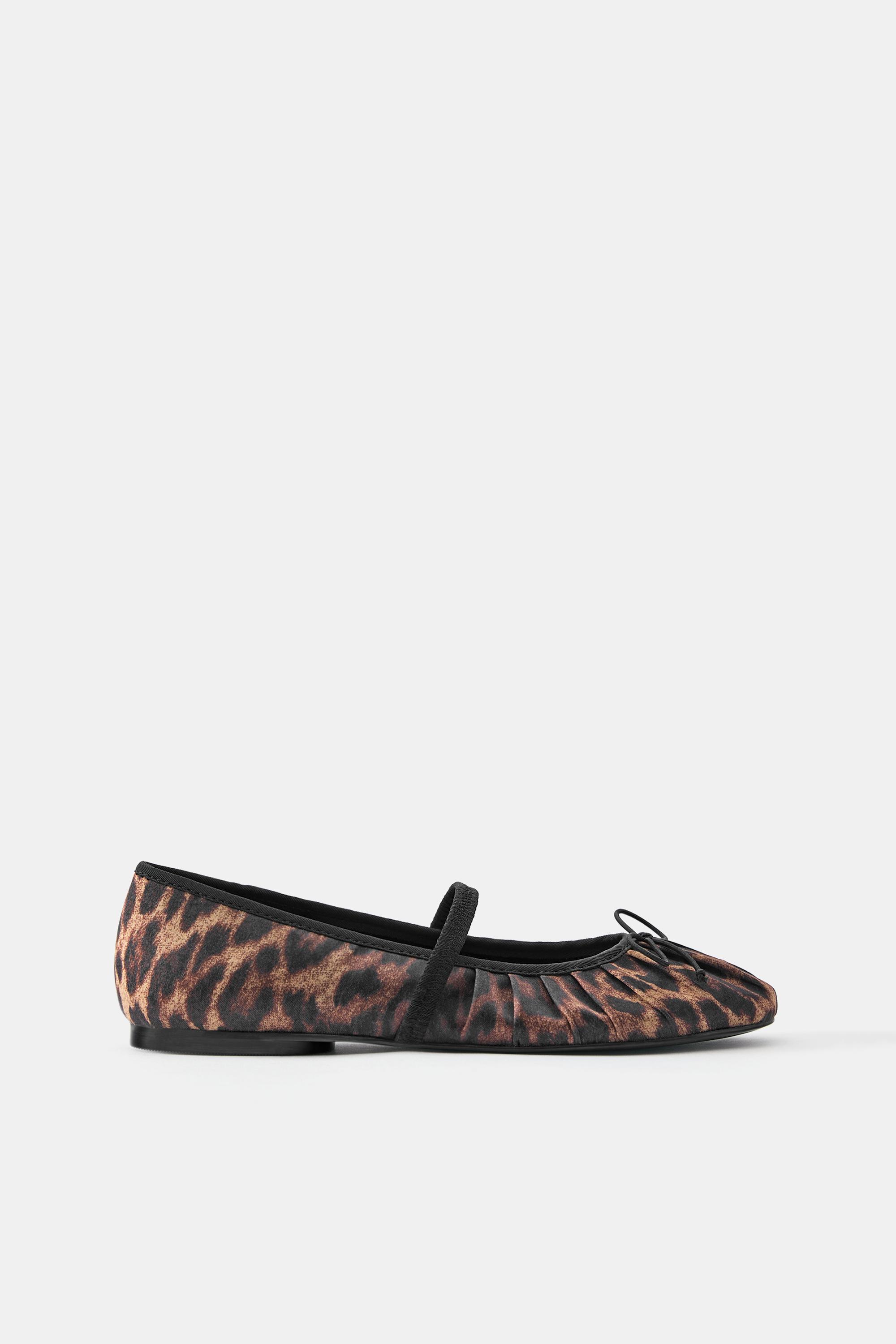 Leopard print ruched ballet pumps — Leopard