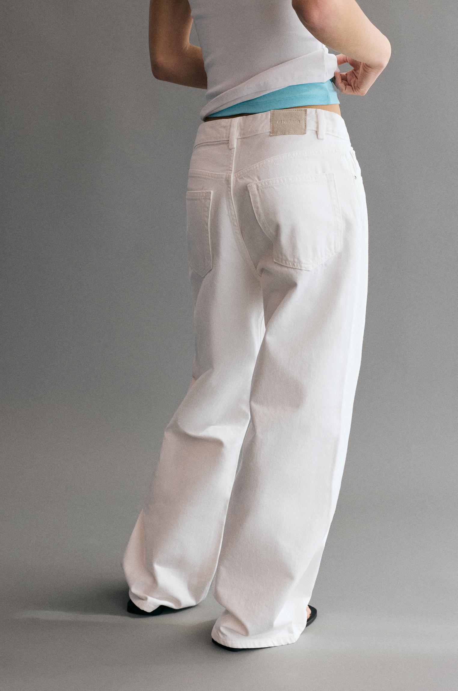 Mid-waist baggy jeans — White