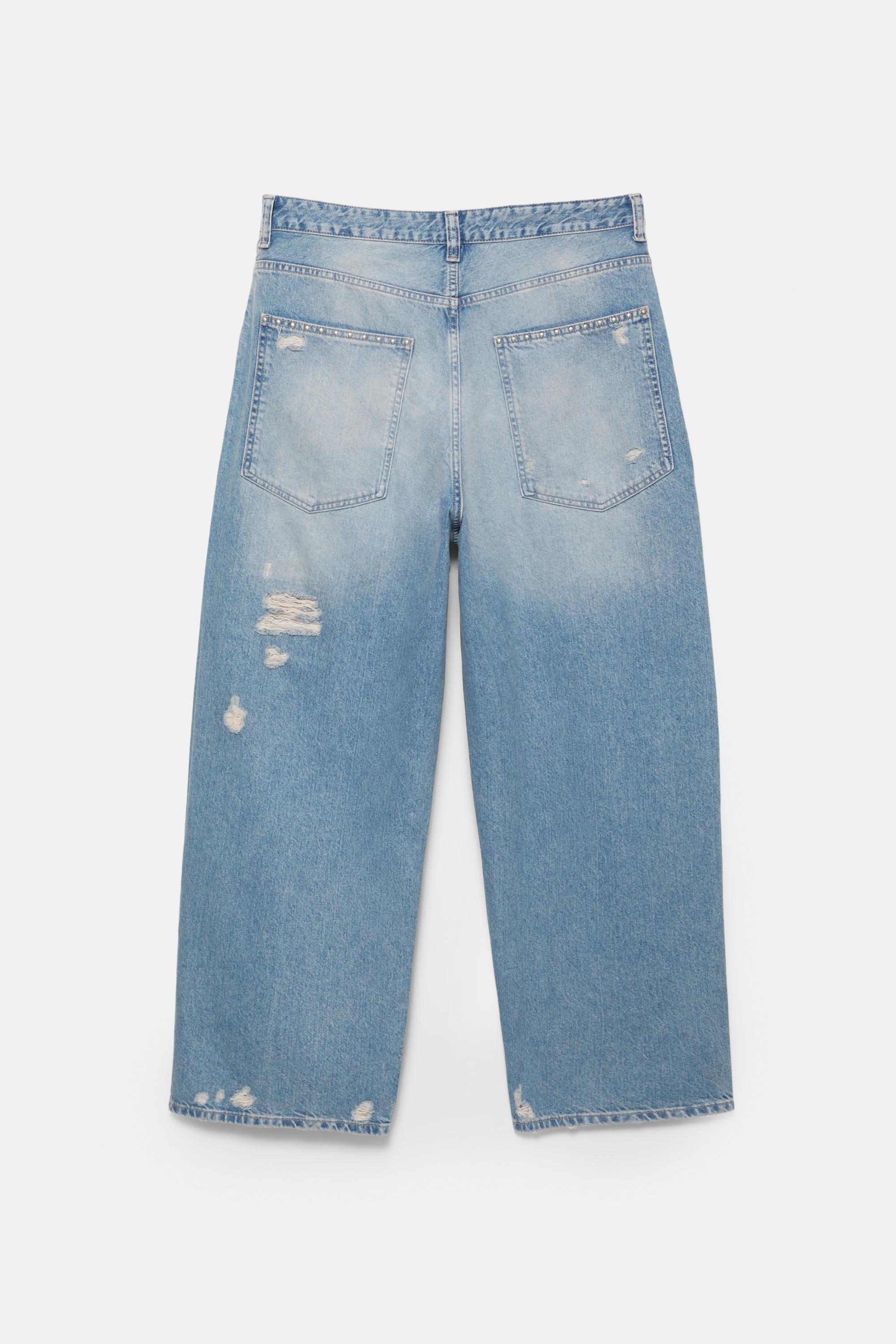 Distressed süper bol paça jean