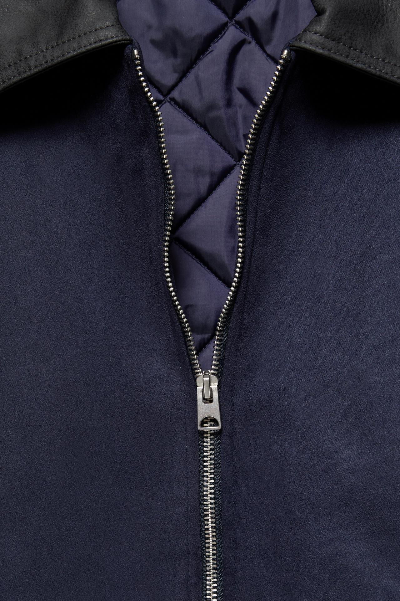 Faux suede mix jacket — Navy