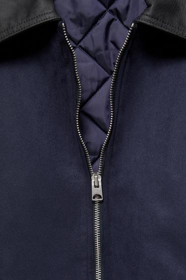 Faux suede mix jacket — Navy 6