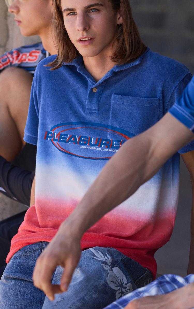 Pleasures x STWD ombré polo shirt — Blue