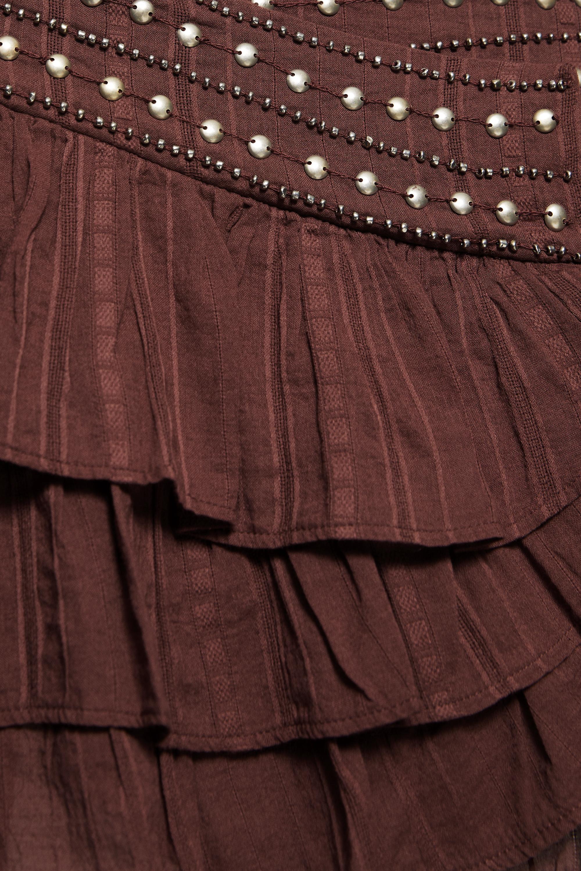Ruffled mini skirt with studs — Brown