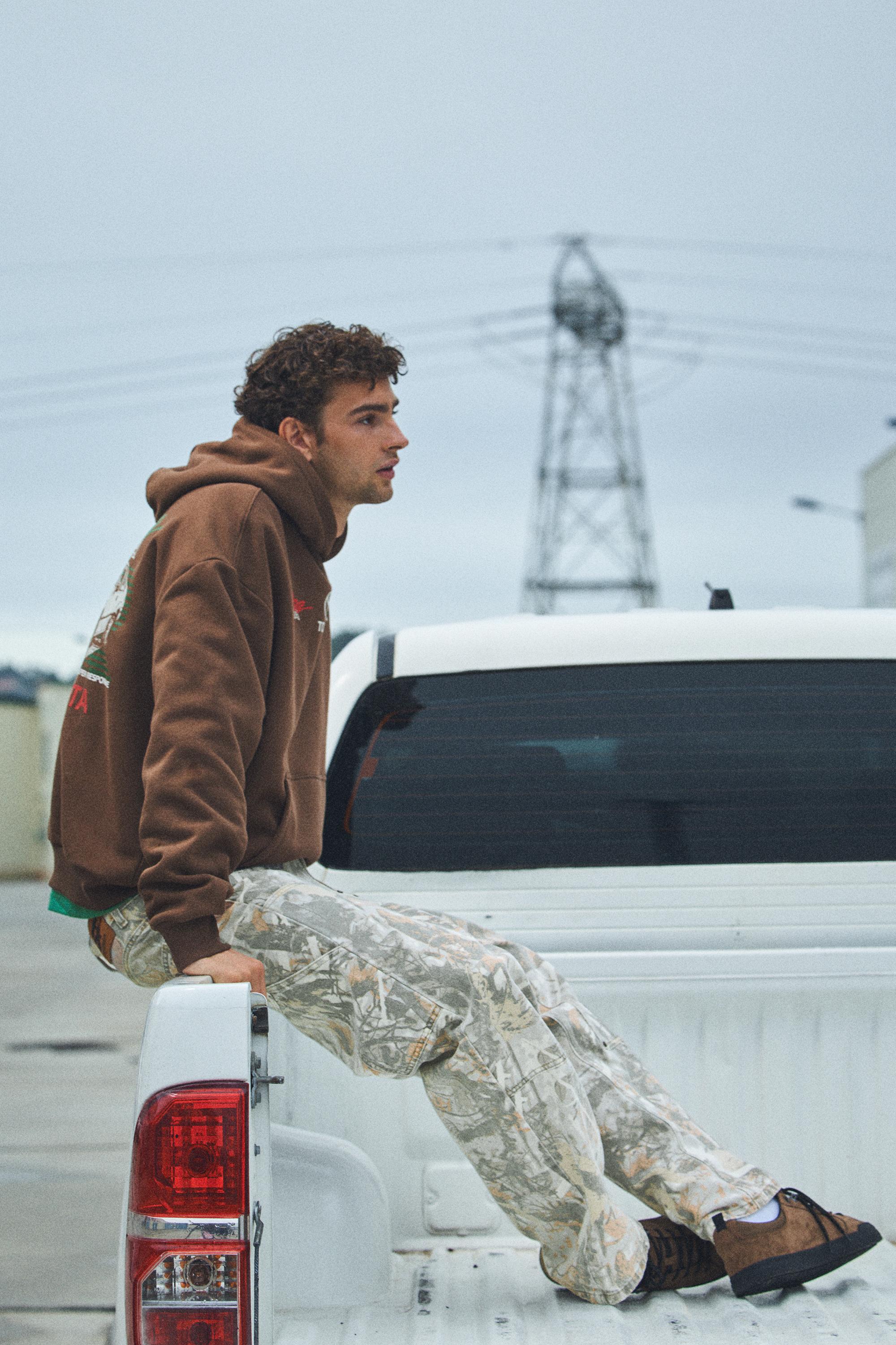 Printed worker trousers — Ecru/Black
