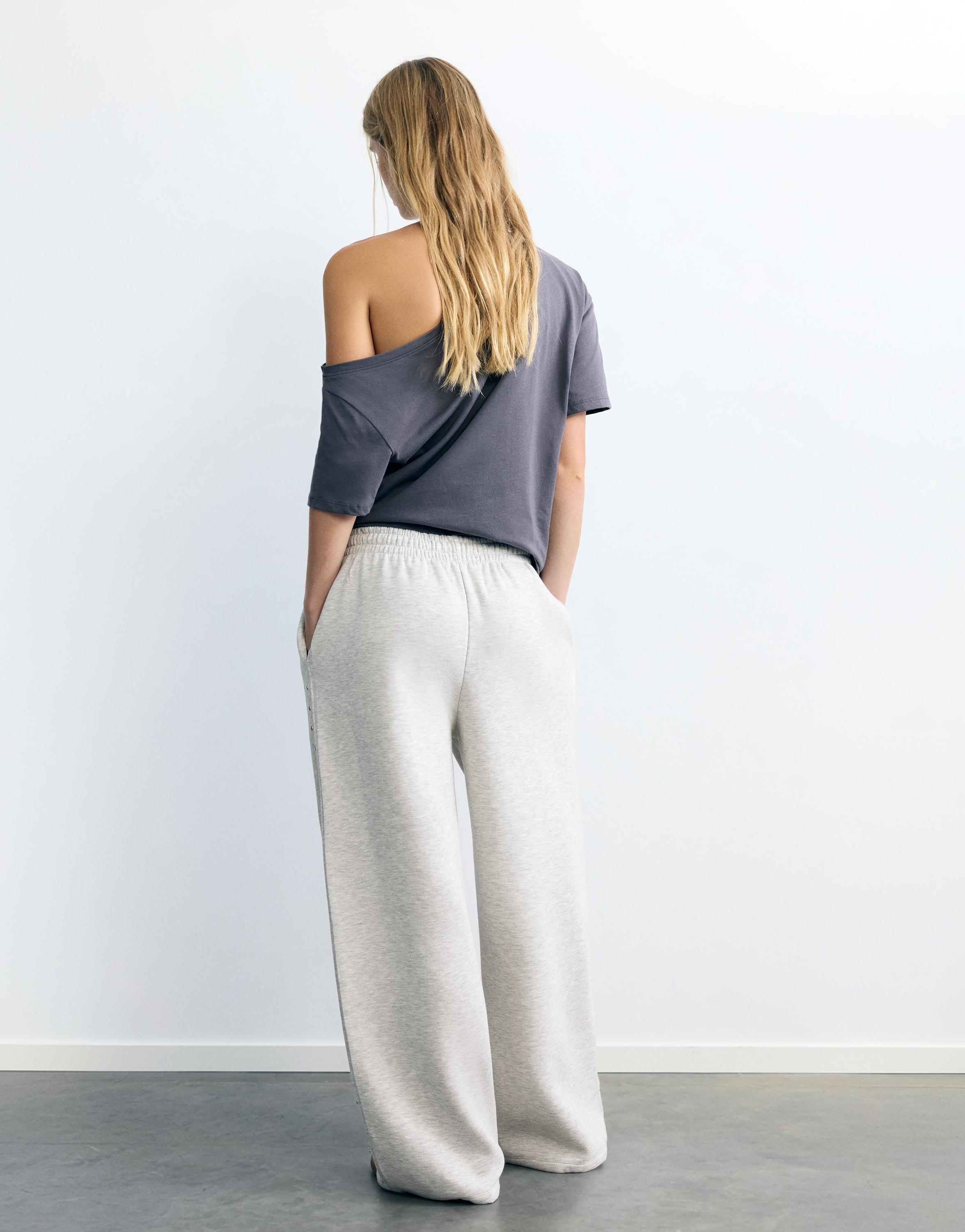 Studded joggers — Grey marl