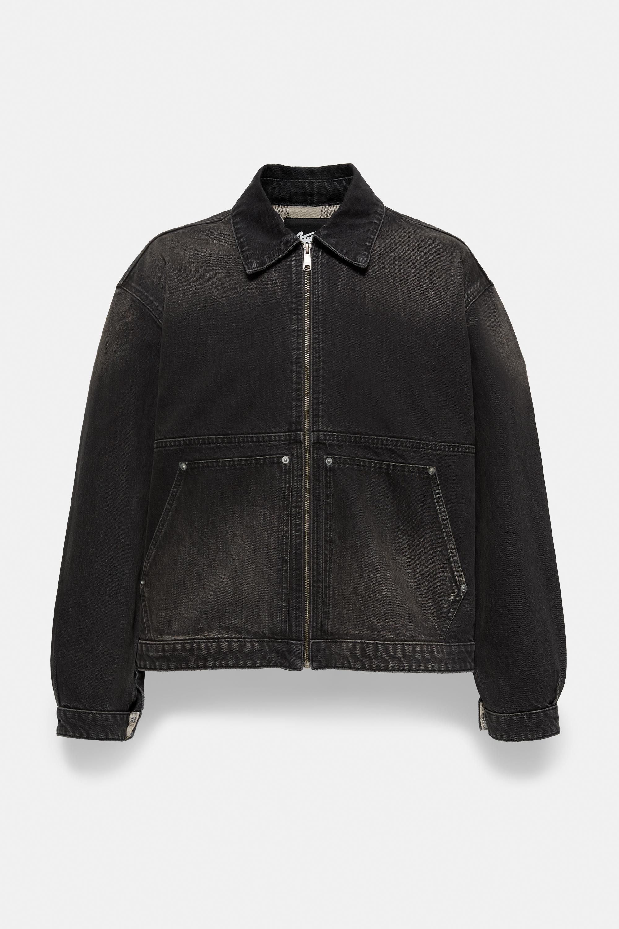 Denim jacket with pockets — Faded black