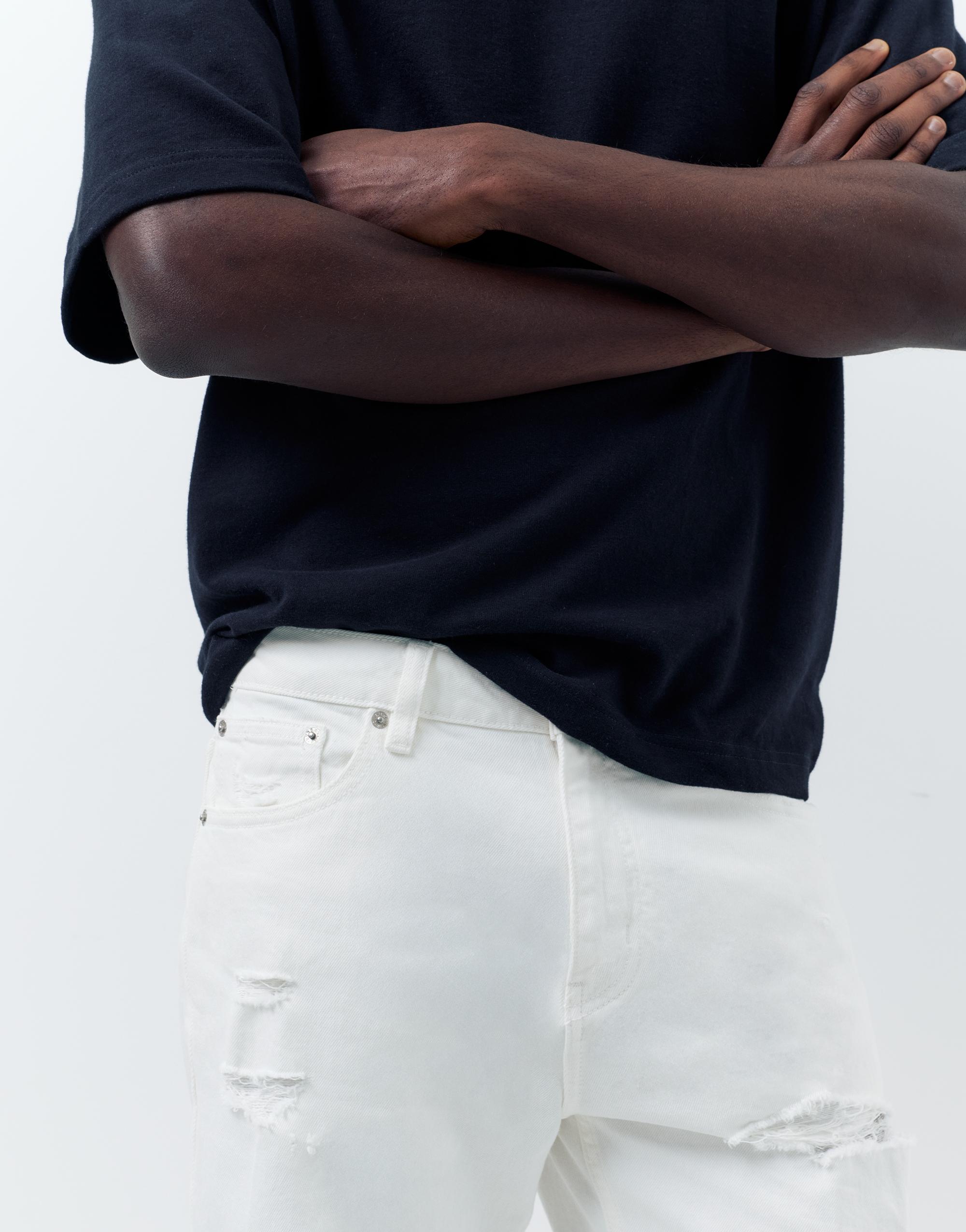 Ripped denim Bermuda shorts — Off white