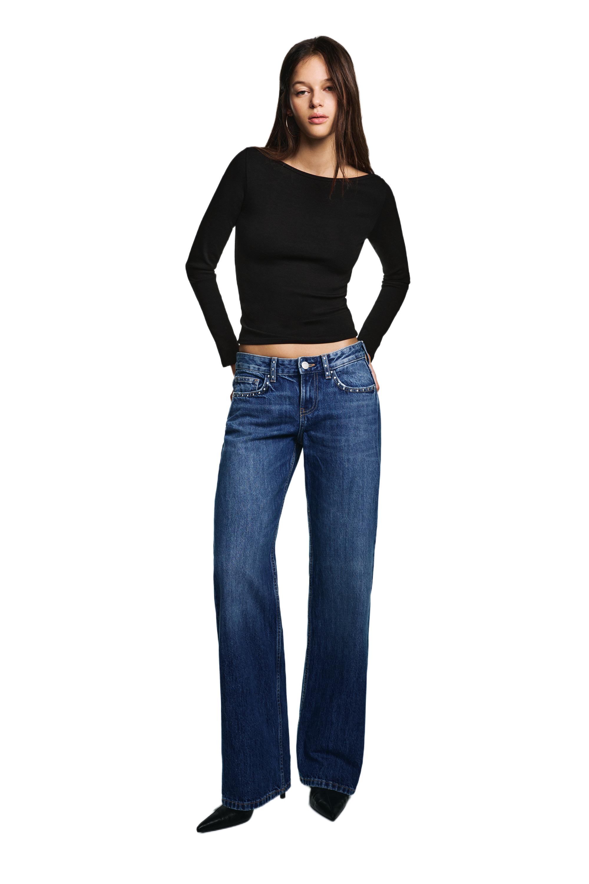 Long sleeve boat neck T-shirt — Black