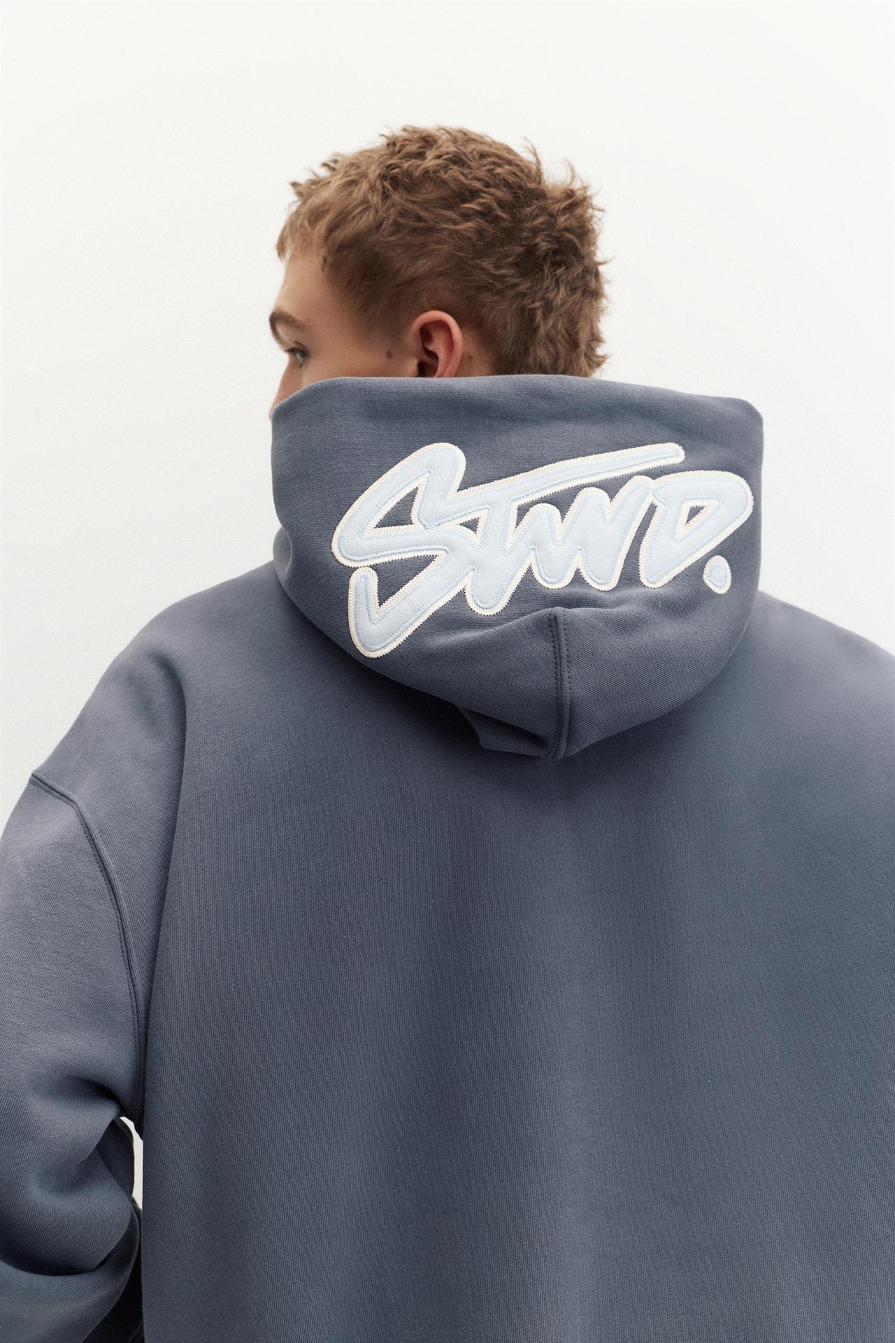STWD hood sweatshirt — Grey blue