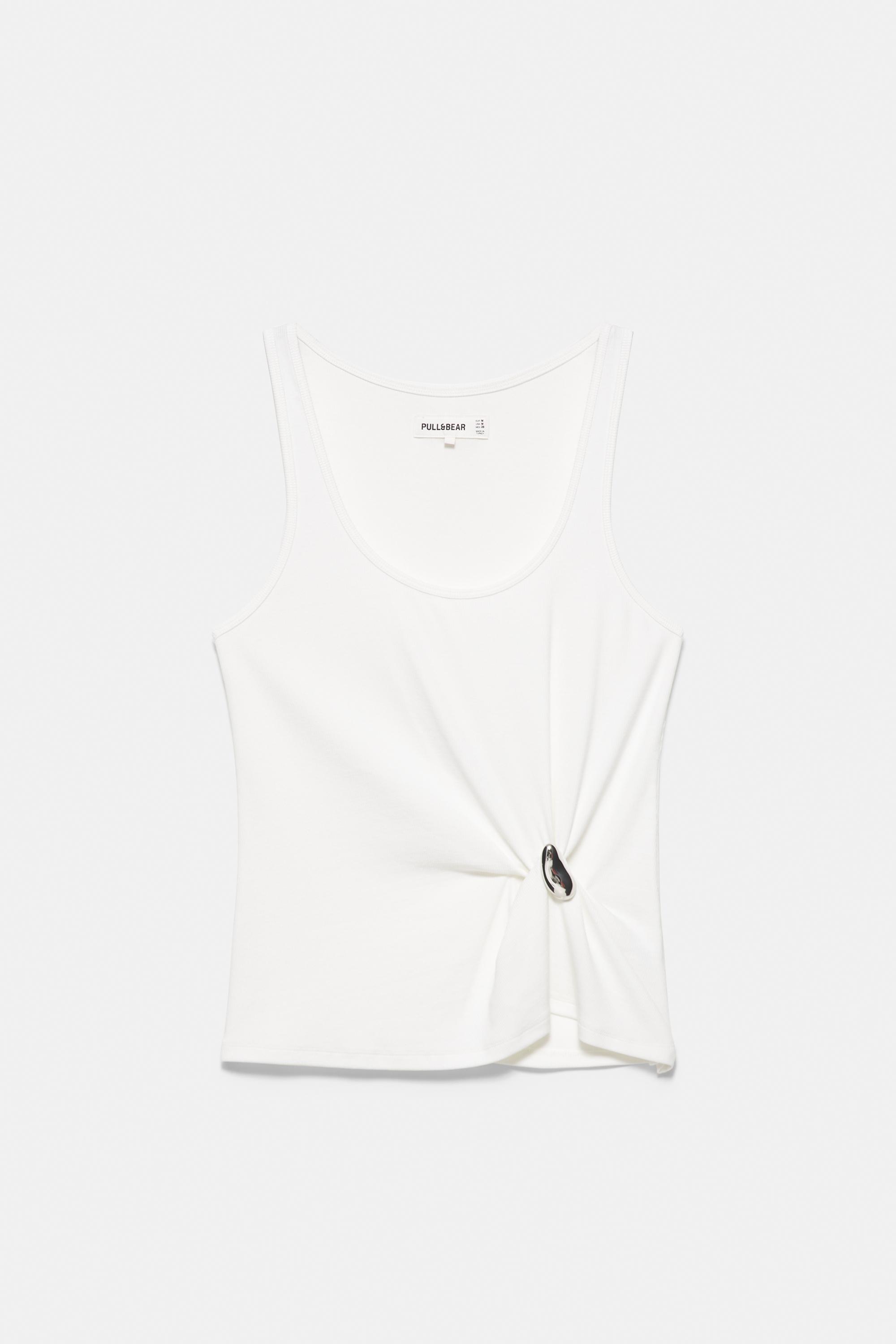 Metal appliqué tank top — White