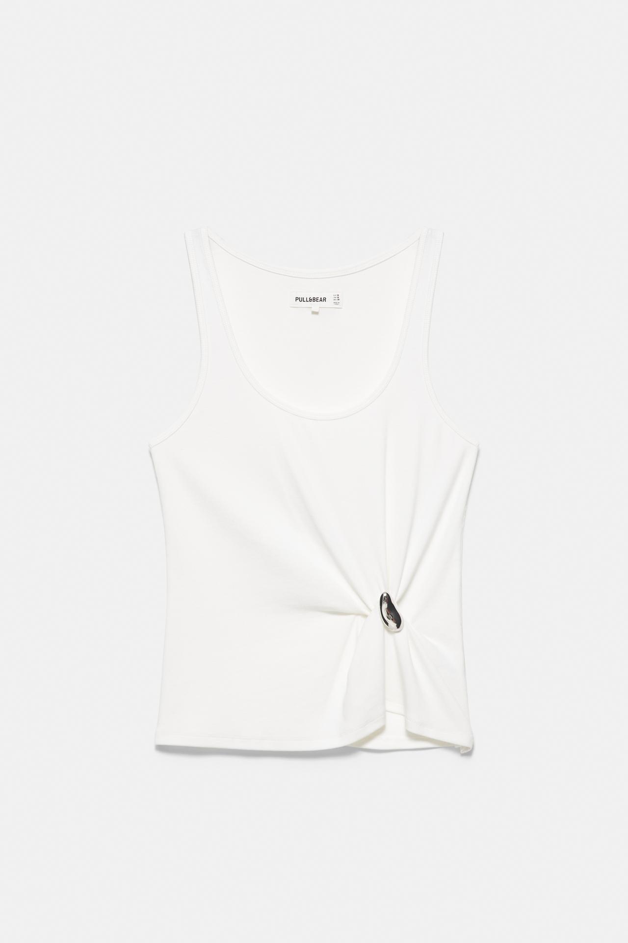Metal appliqué tank top — White