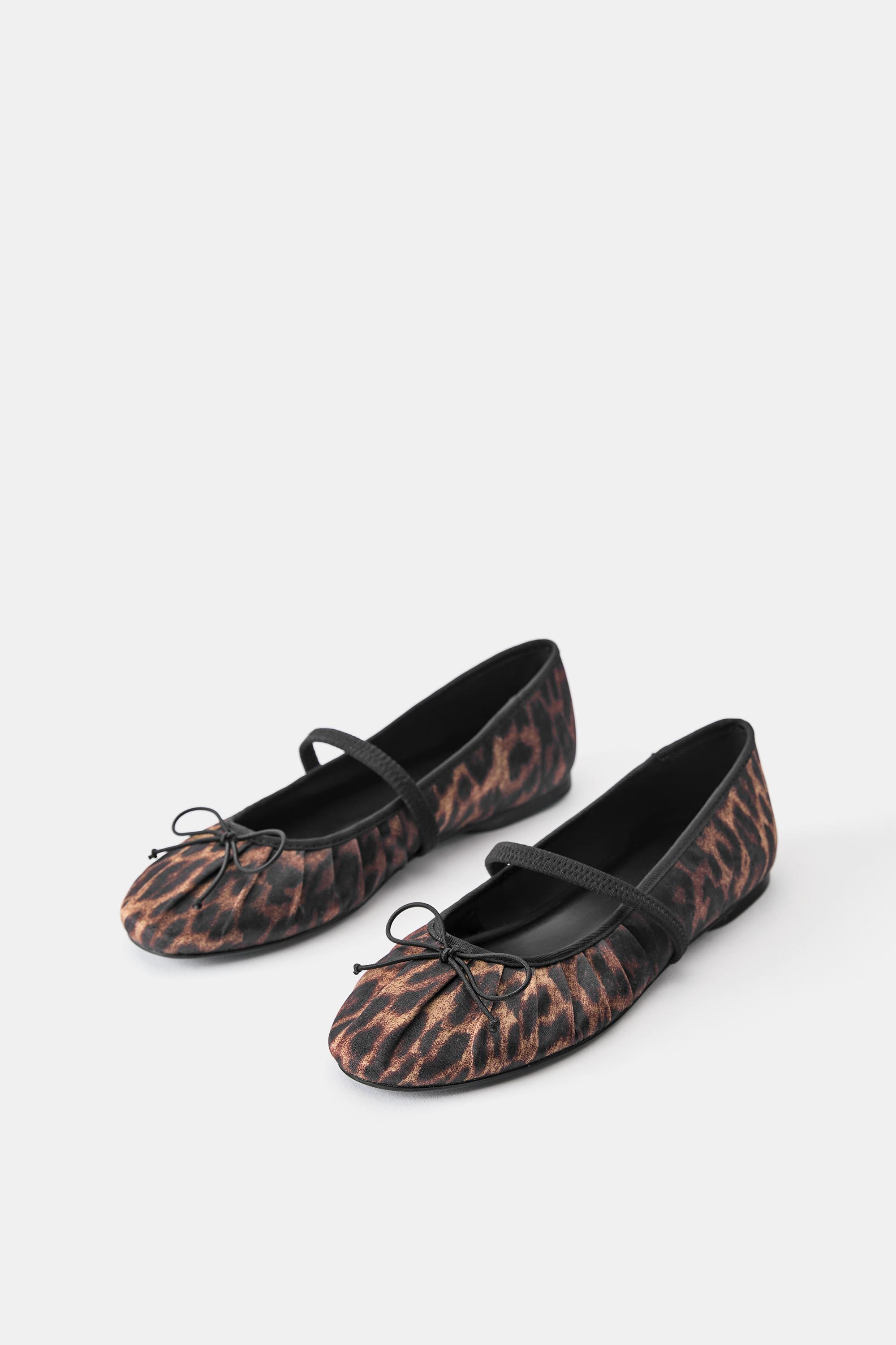 Leopard print ruched ballet pumps — Leopard