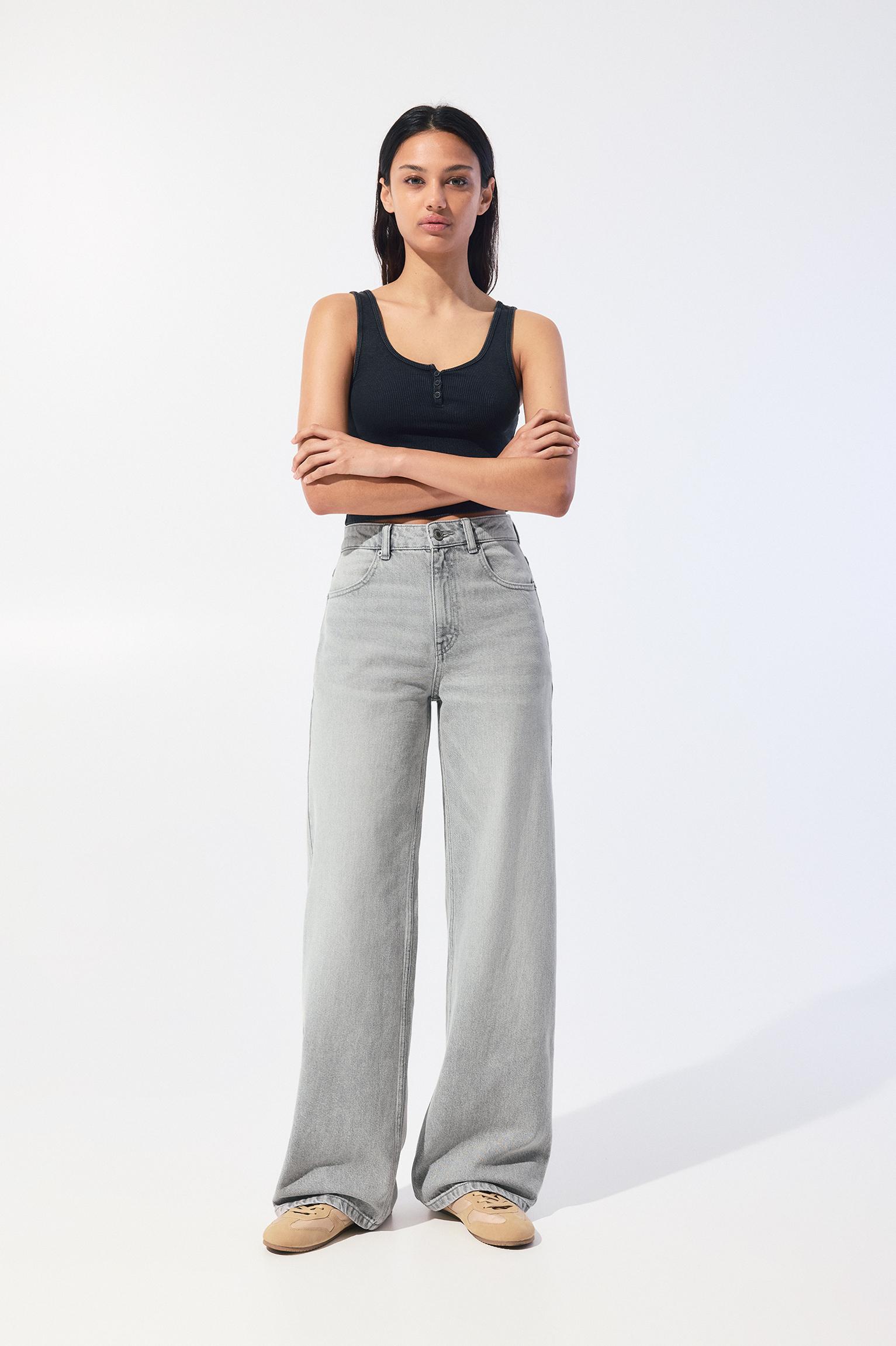 Wide-Leg-Jeans Mit Hohem Bund