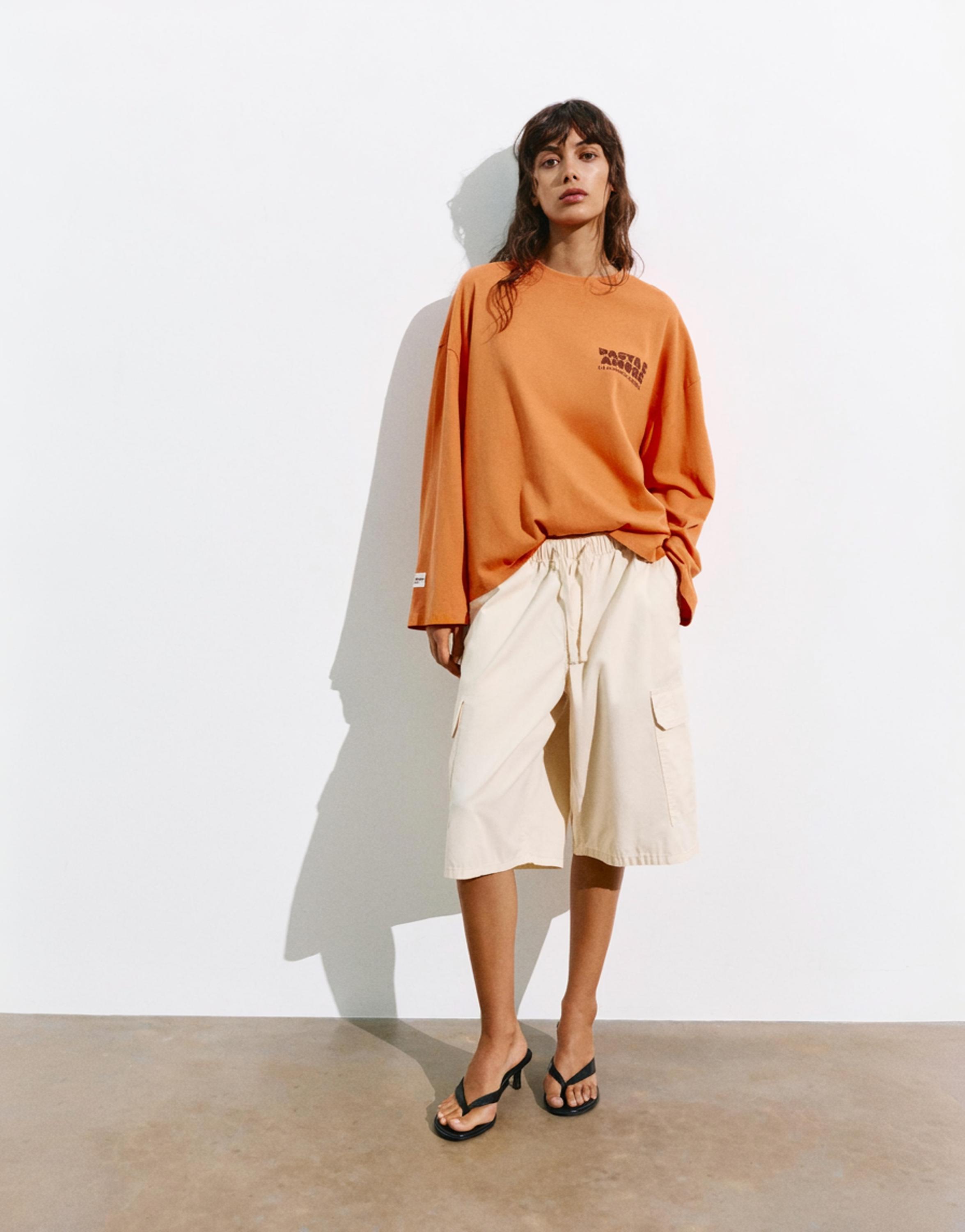 Long sleeve graphic T-shirt — Orange