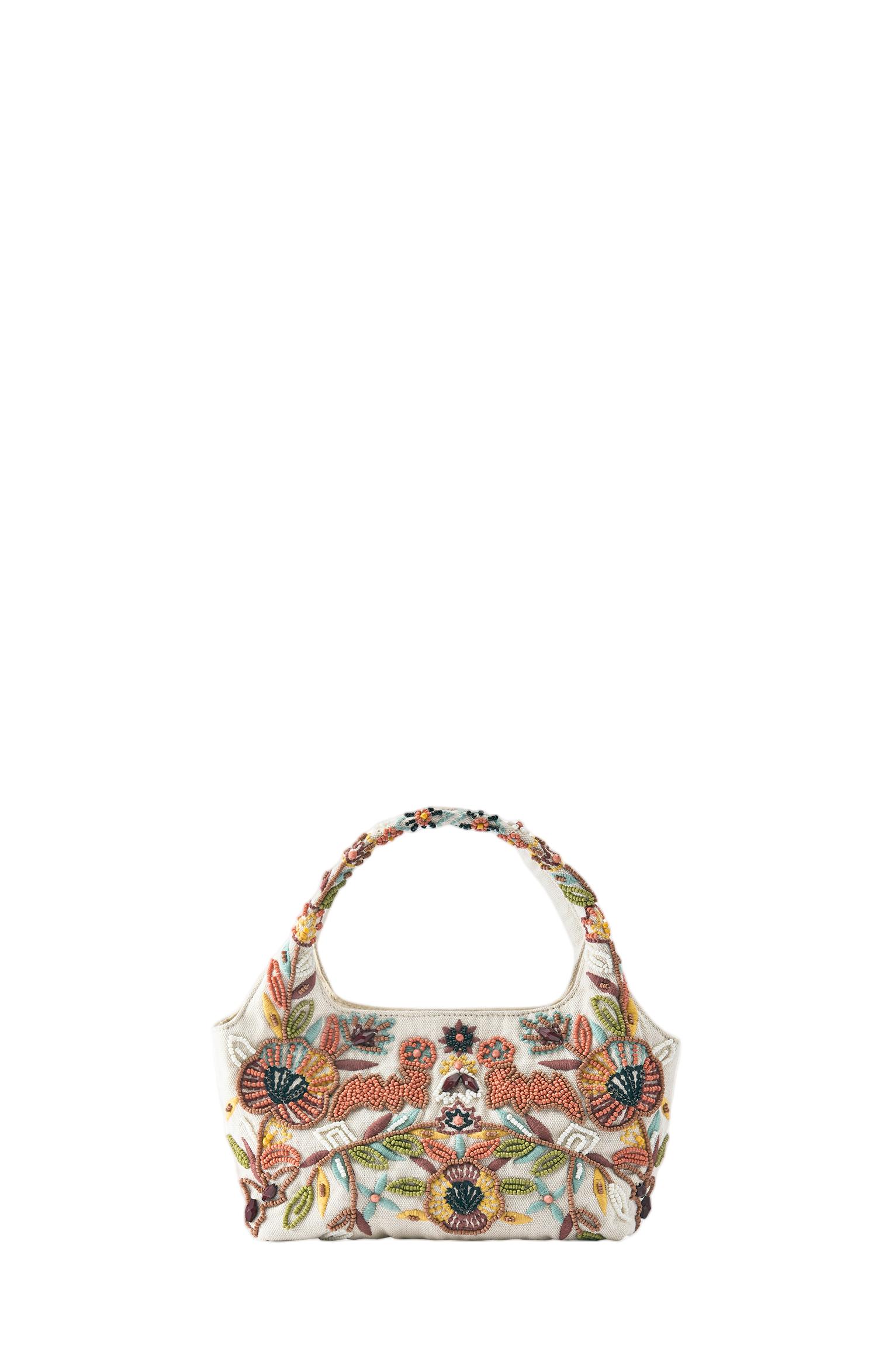 Beaded handbag — Ecru
