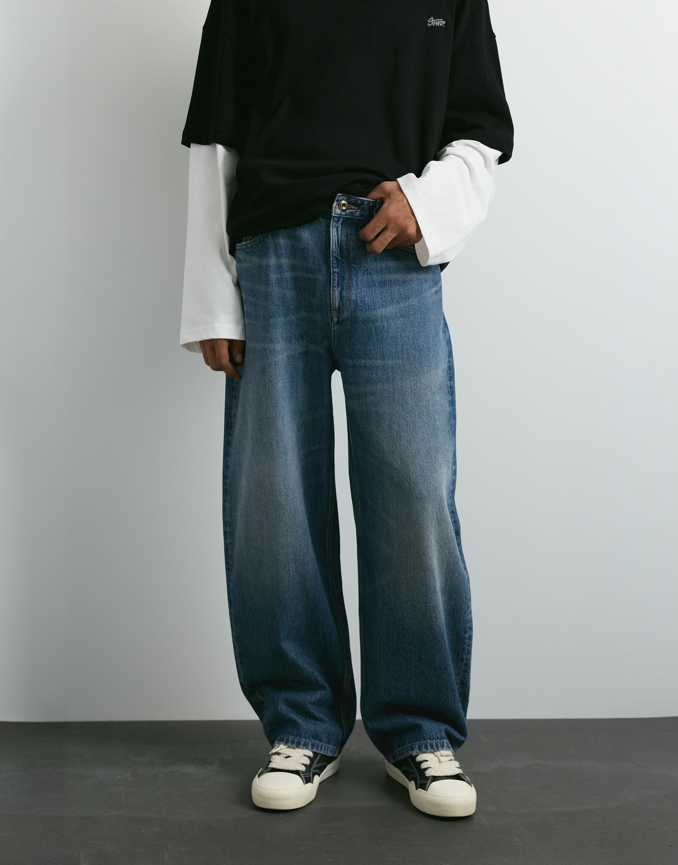 Balloon-fit baggy jeans — Medium blue