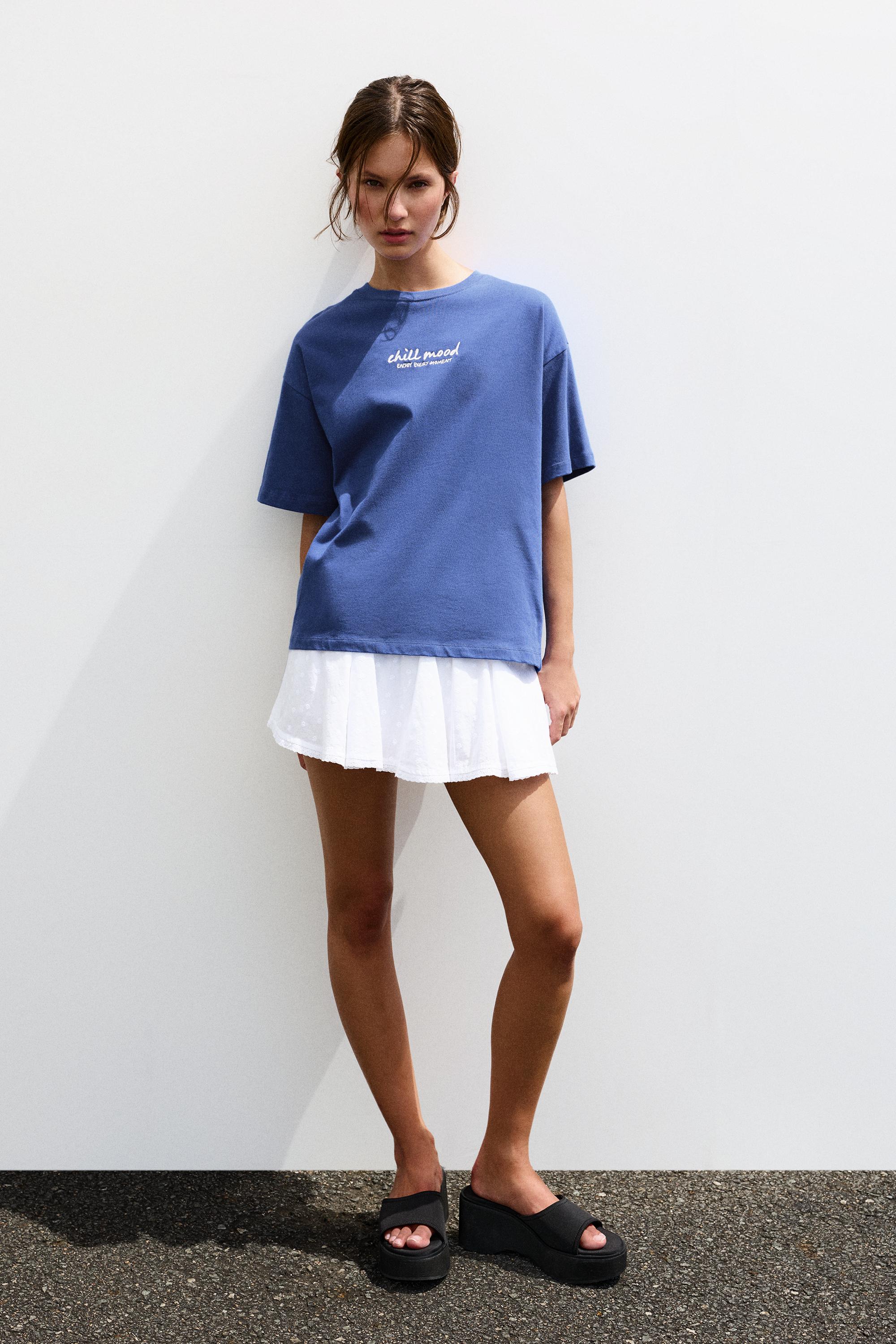 Oversize palm tree graphic T-shirt — Ink blue