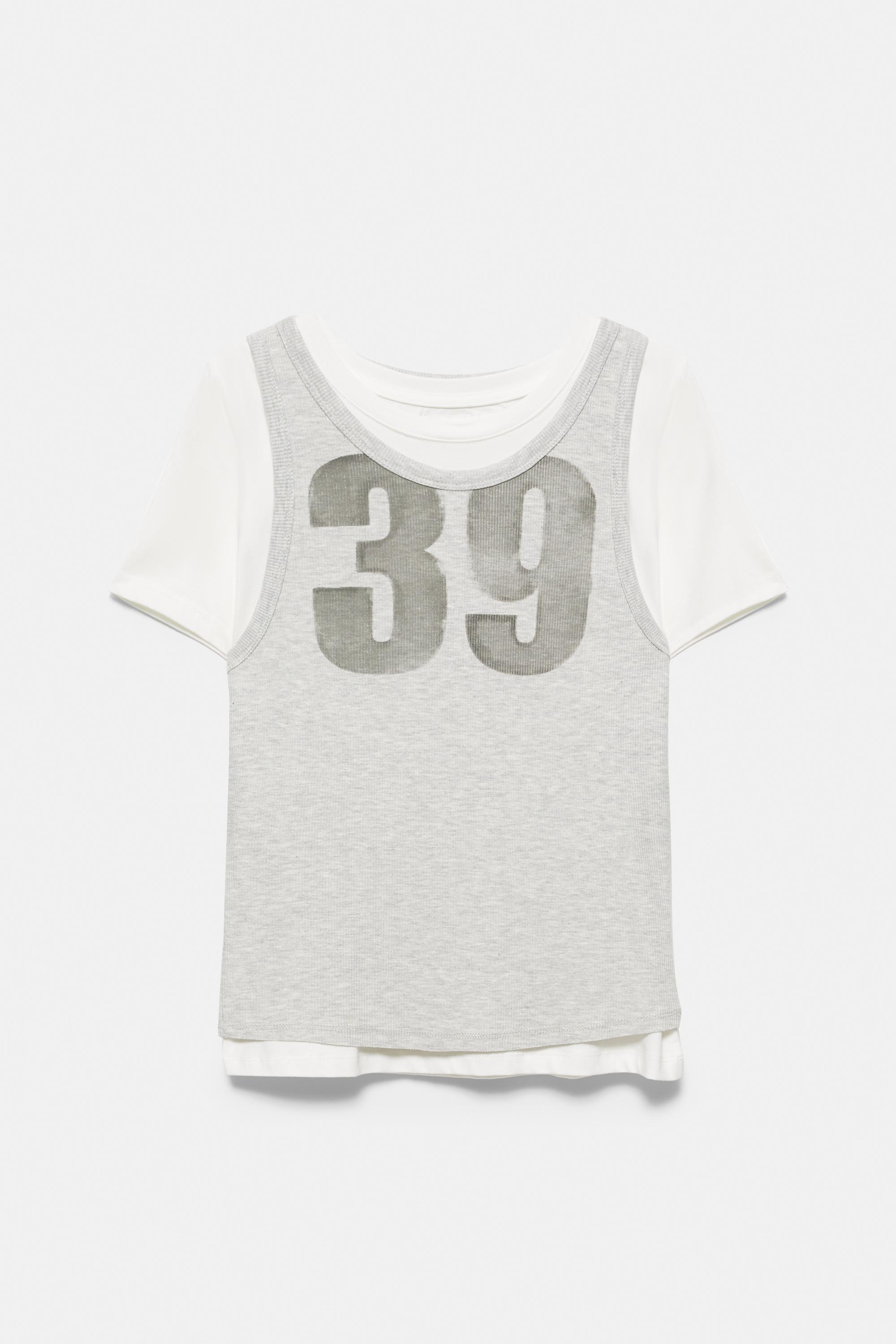 Double graphic T-shirt — Grey