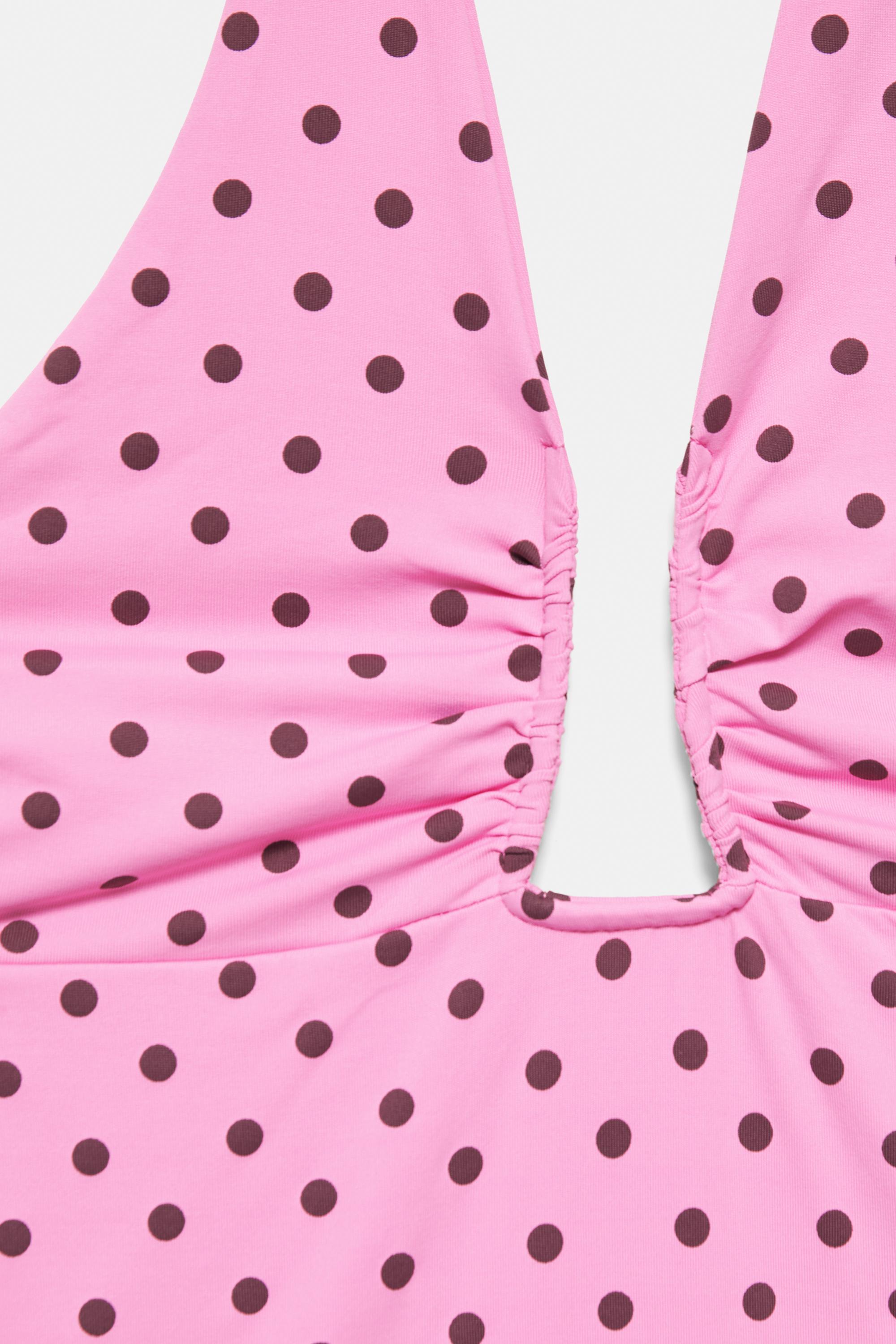 Gathered halterneck bodysuit — Pale fuchsia
