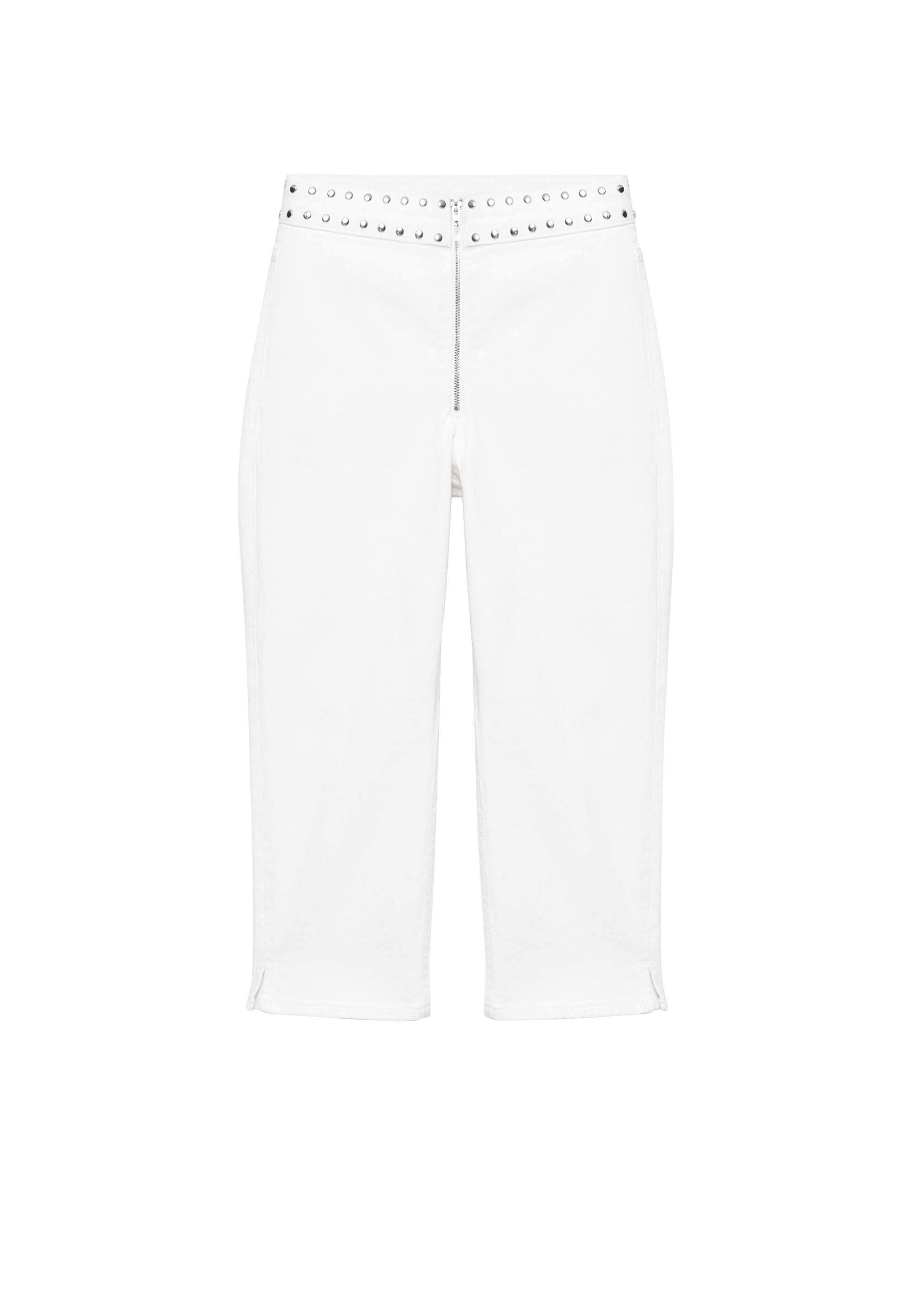 White studded capris jeans — White