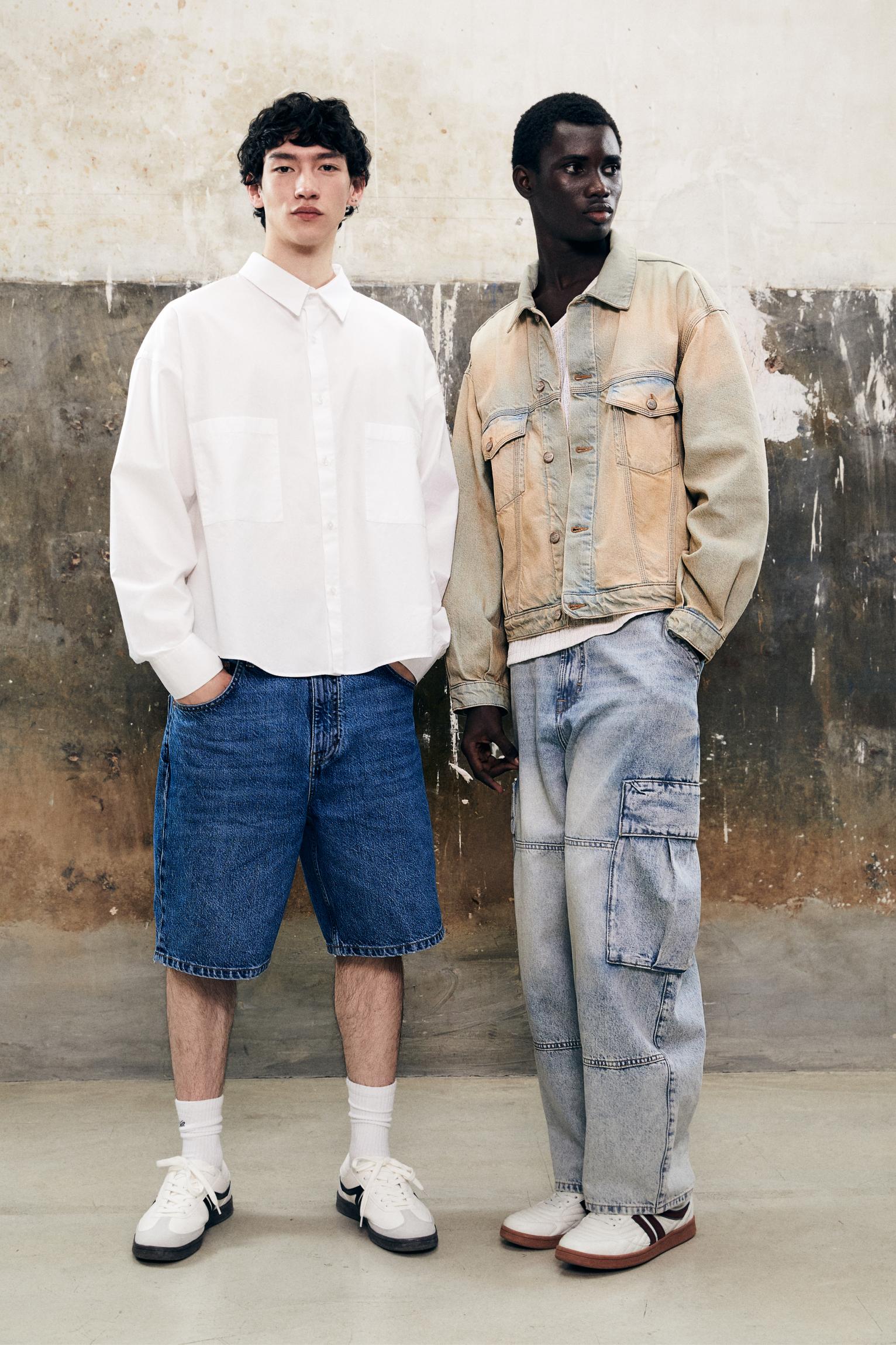 Baggy denim Bermuda shorts — Medium blue