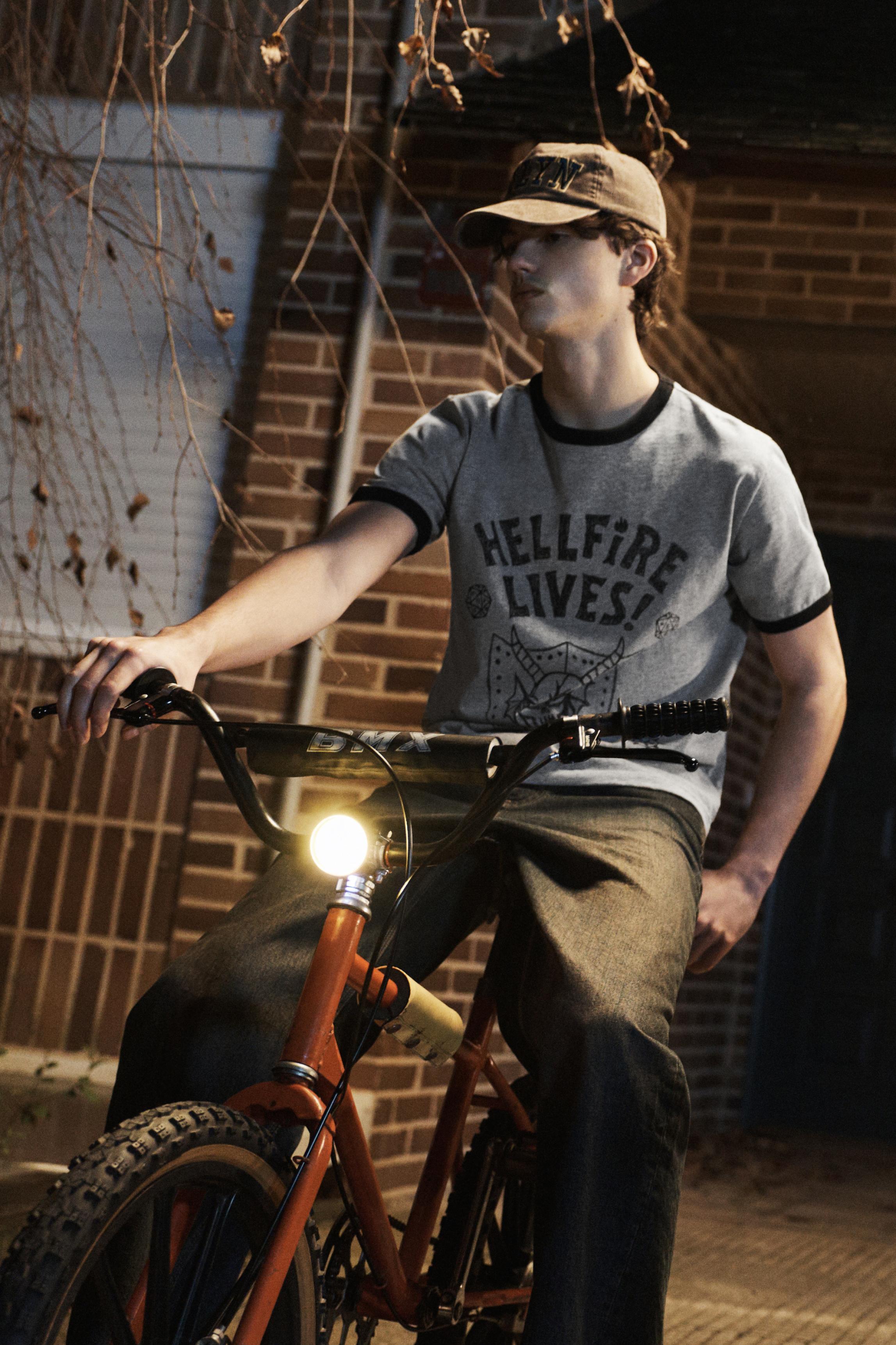 Hellfire Lives Stranger Things T-shirt — Grey marl