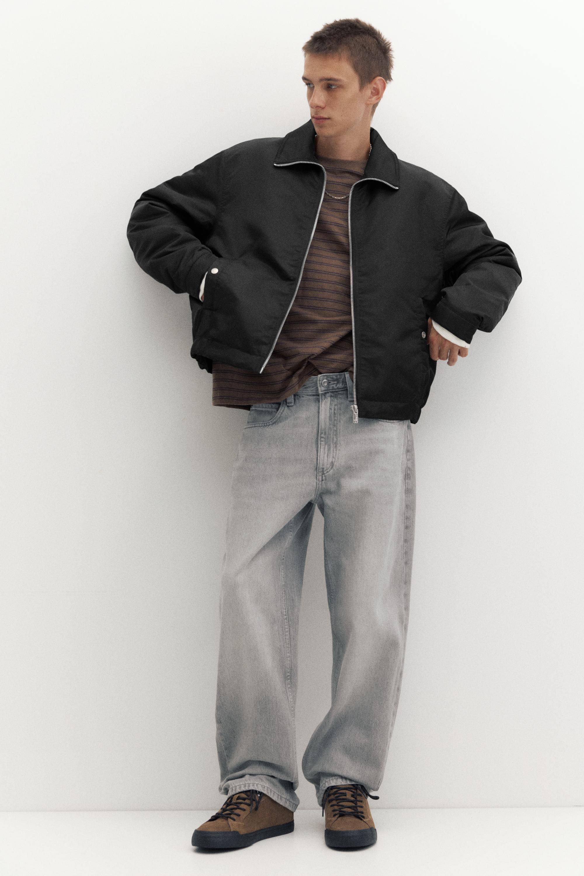 Shirt collar bomber jacket — Black