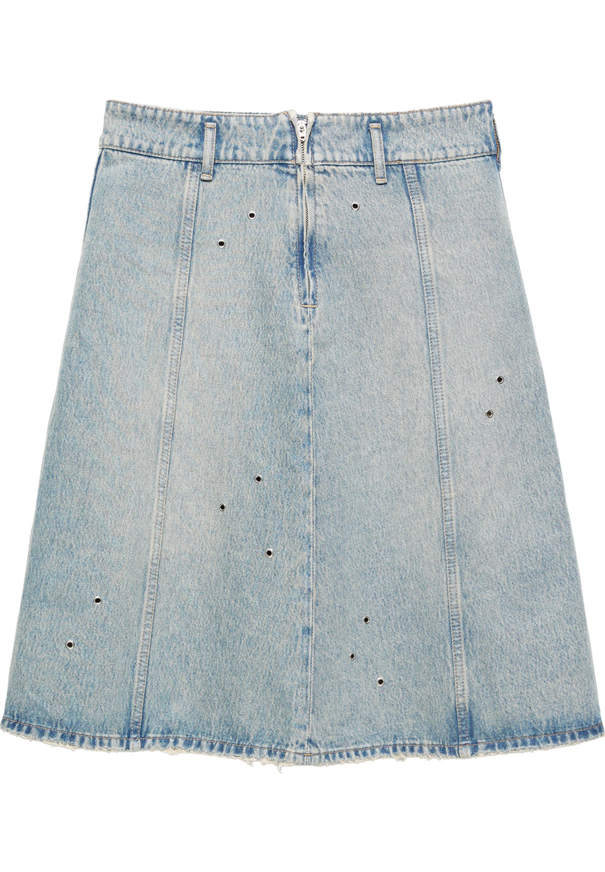 Eyelet midi skirt — Pale blue