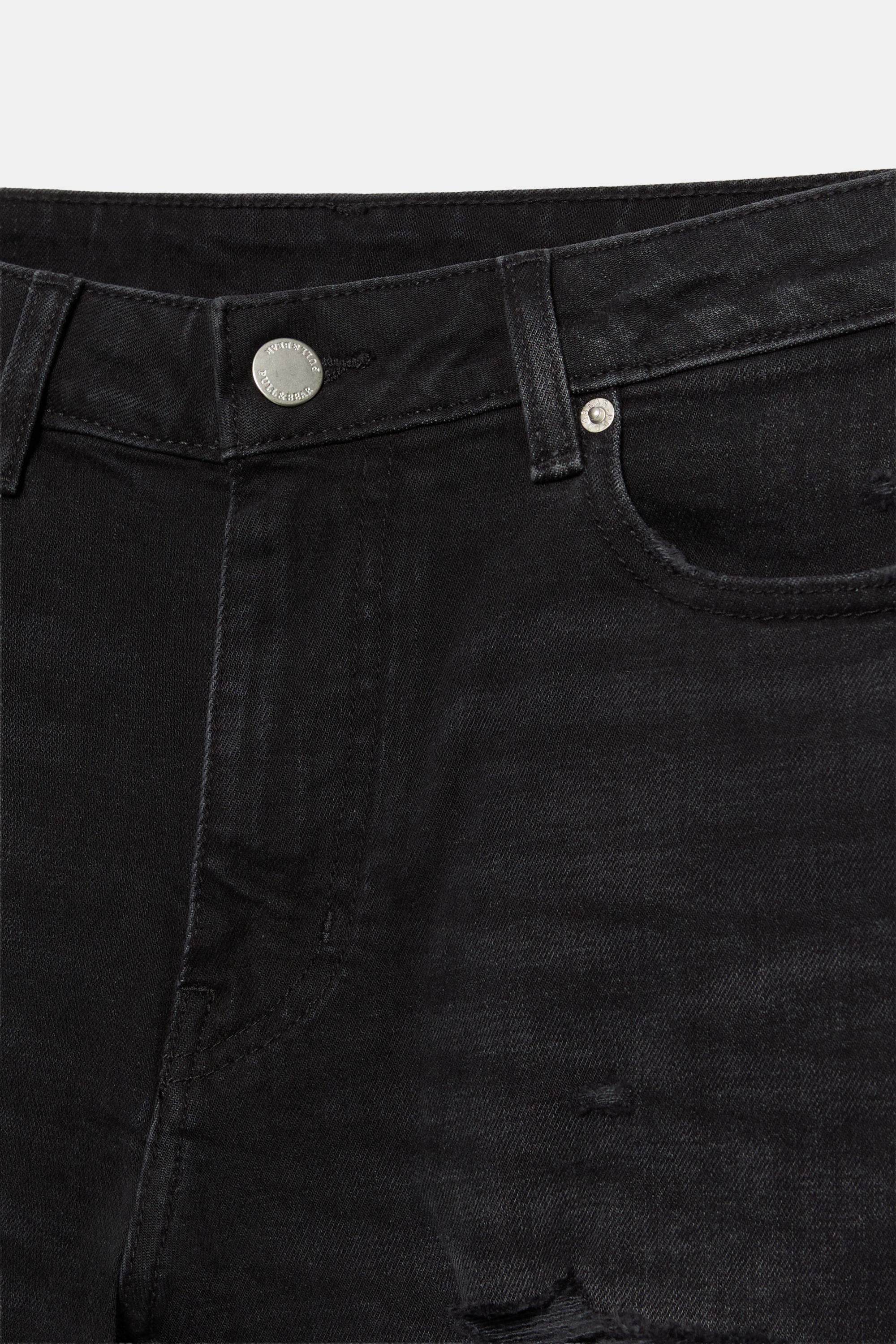 Ripped denim Bermuda shorts — Faded black