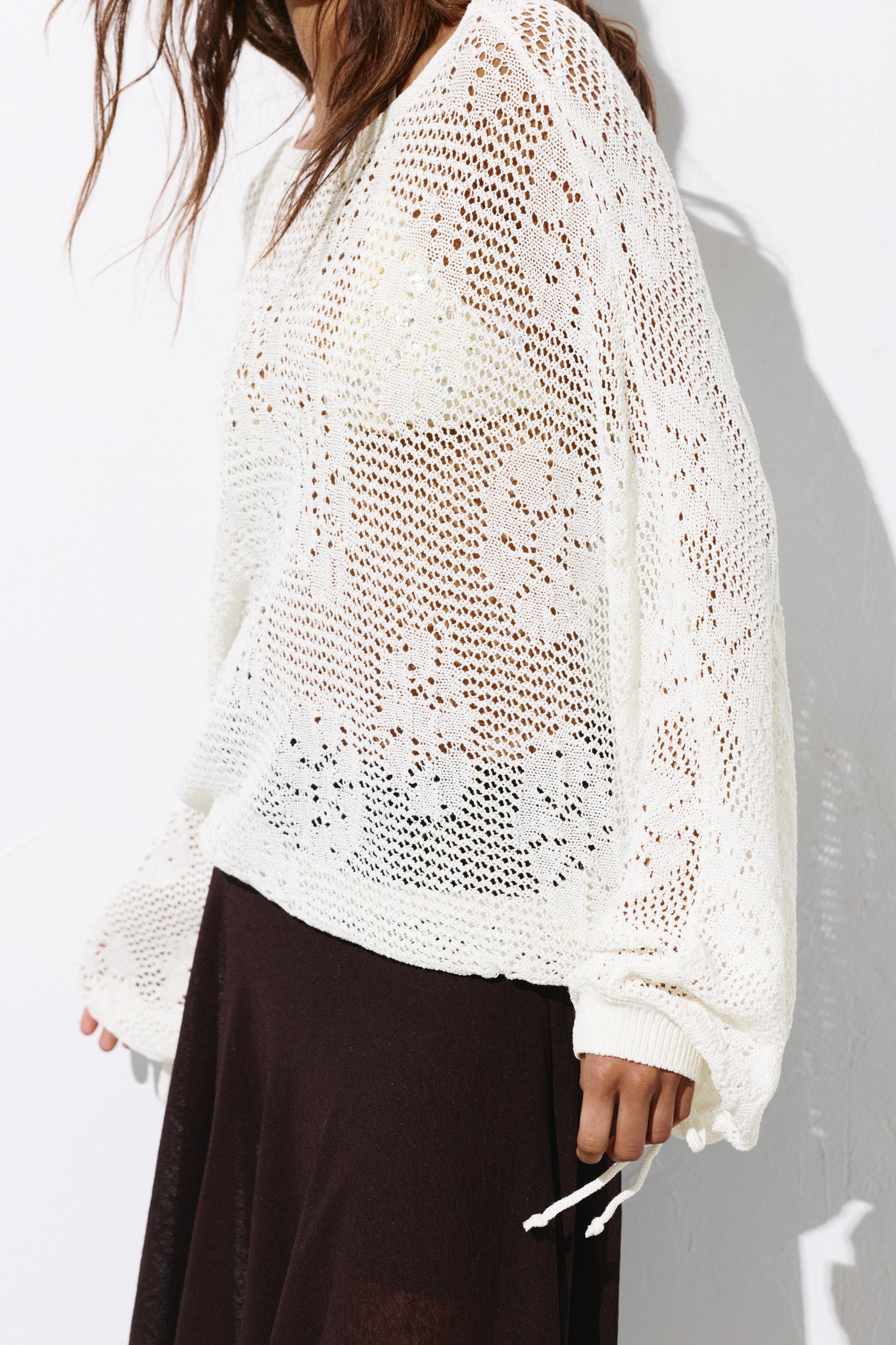 Cutwork knit jumper — Ecru