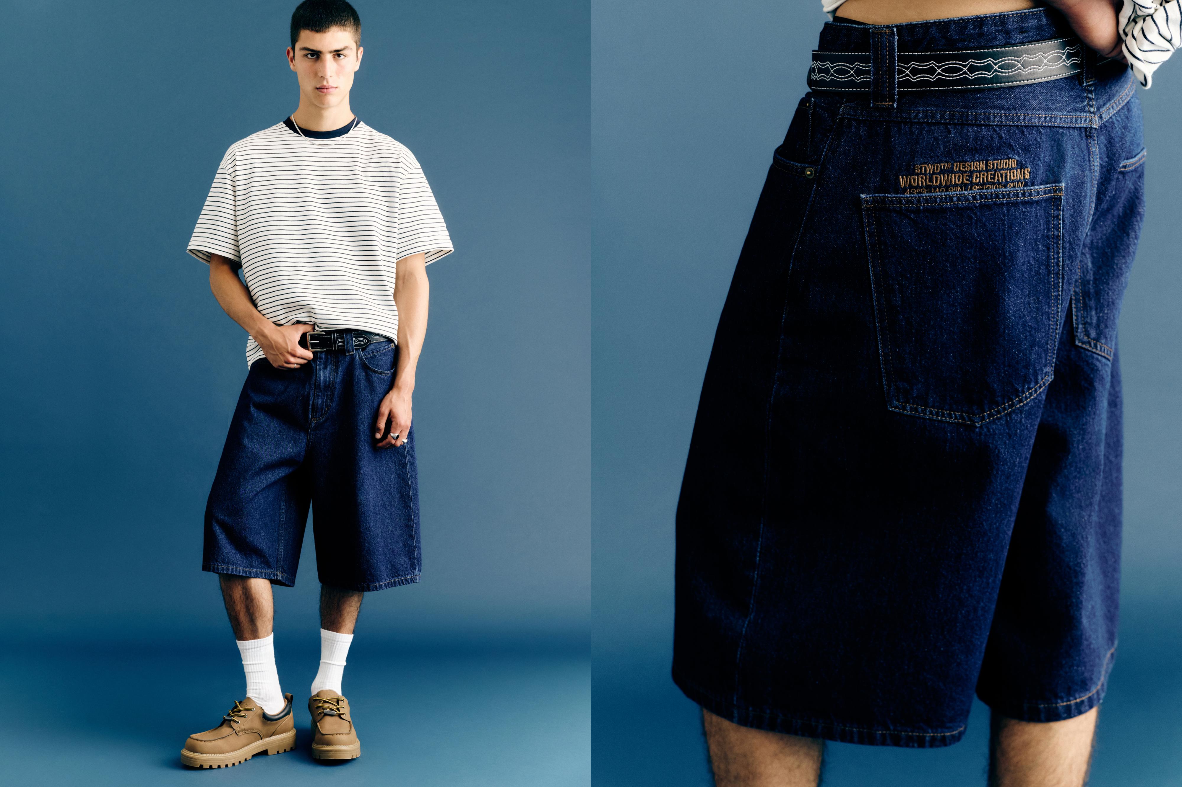 Skater denim Bermuda shorts — Navy