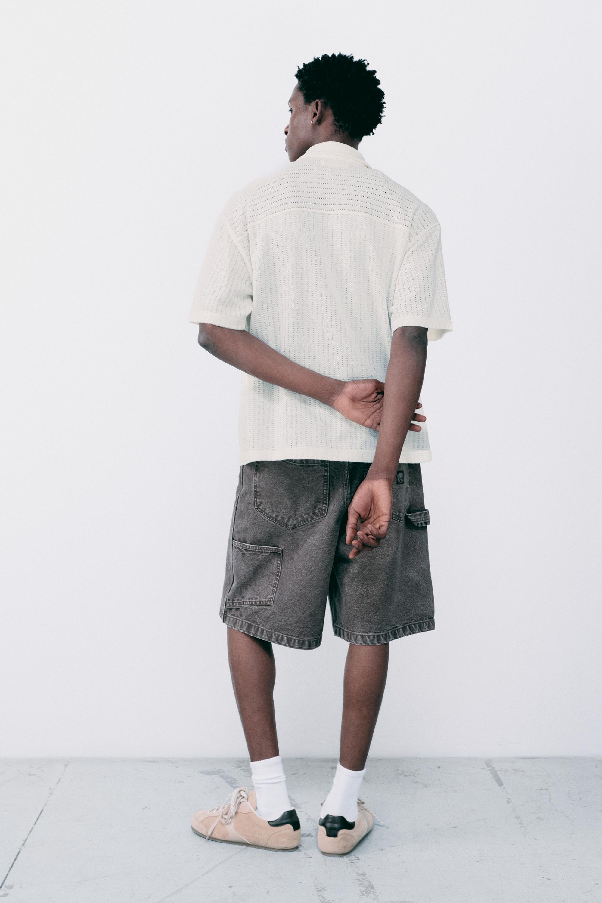 Short sleeve cutwork shirt — White tones
